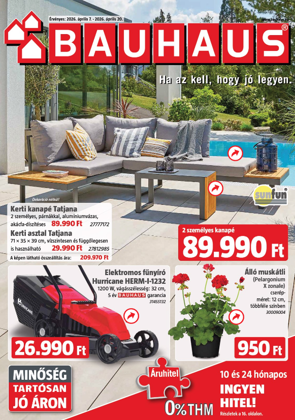 Aktuális BAUHAUS szórólap érvényes keddtől 2026.04.07.-től hétfőtől 2026.04.20.-ig