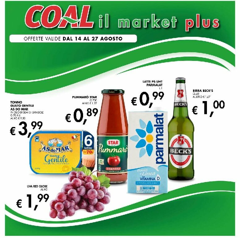 Volantino Coal il Market Plus valido dal 14/08 al 27/08