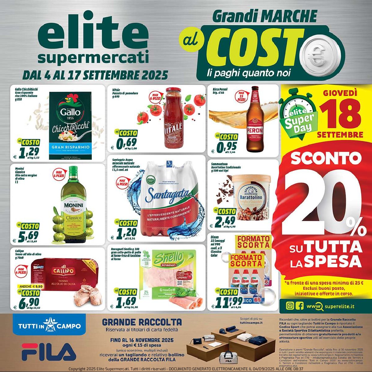 Volantino Elite valido dal 04/09 al 17/09