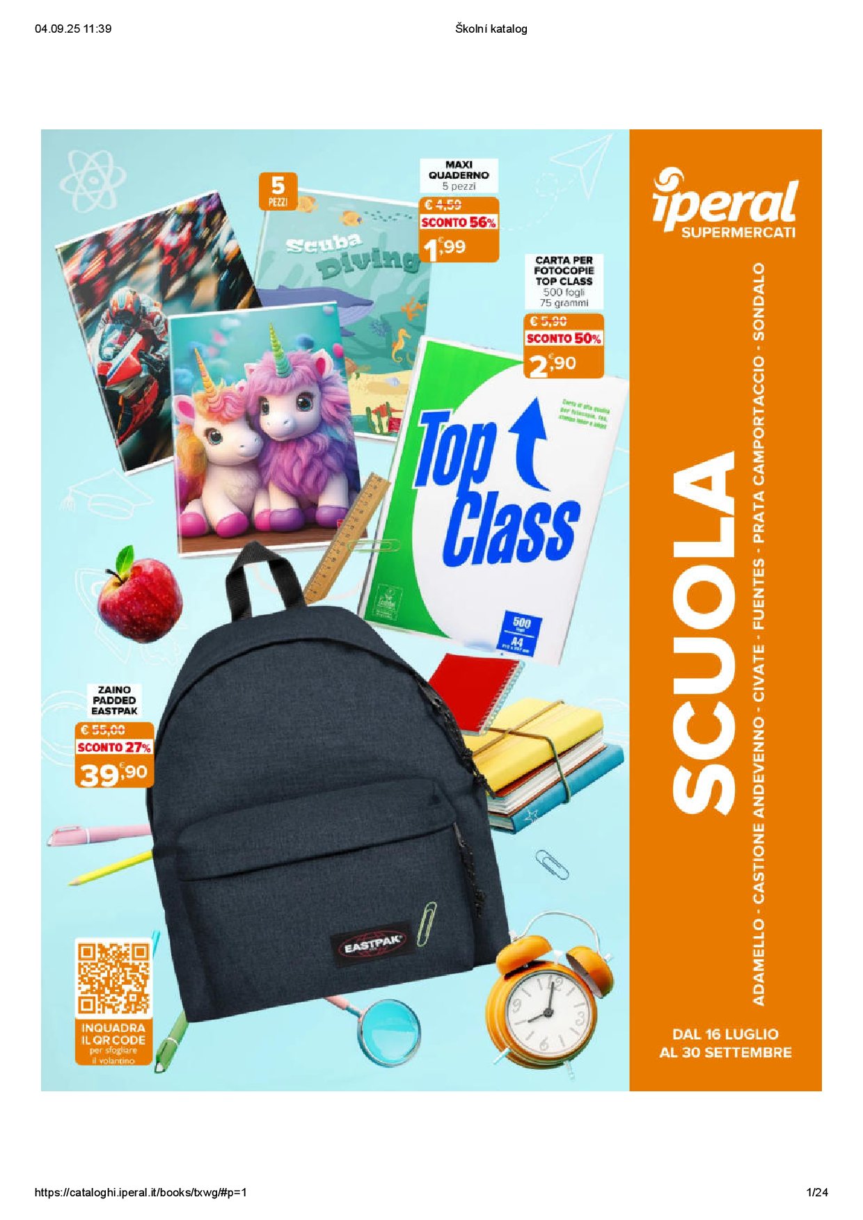 Volantino Iperal - Scuola valido dal 16/07 al 30/09