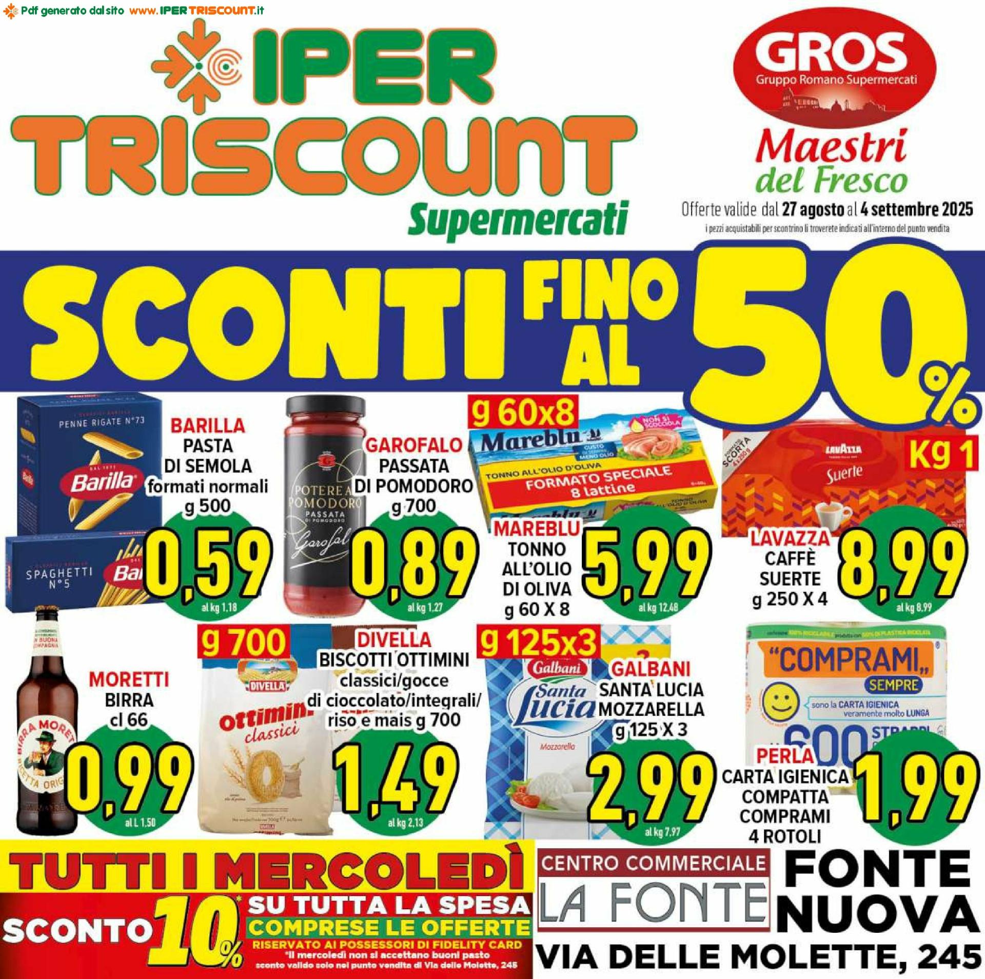 Volantino Ipertriscount - Fonte Nuova valido dal 27/08 al 04/09