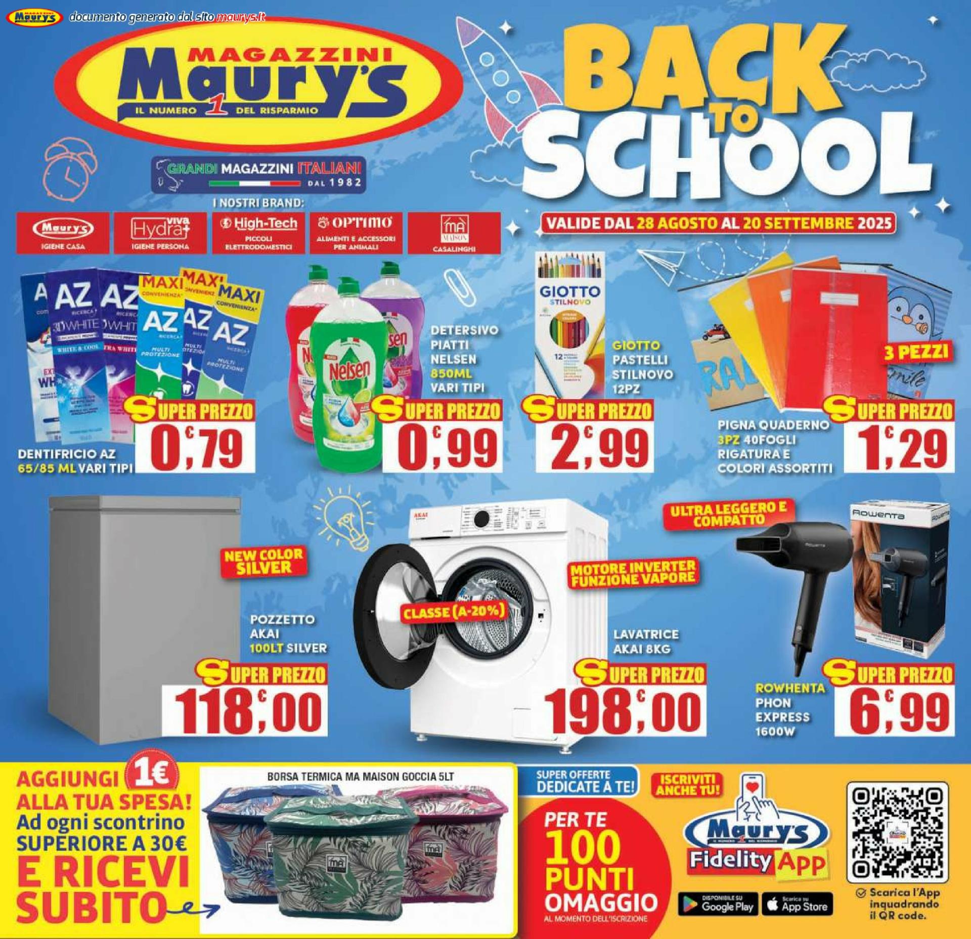 Volantino Maury's - Back to school valido dal 28/08 al 20/09