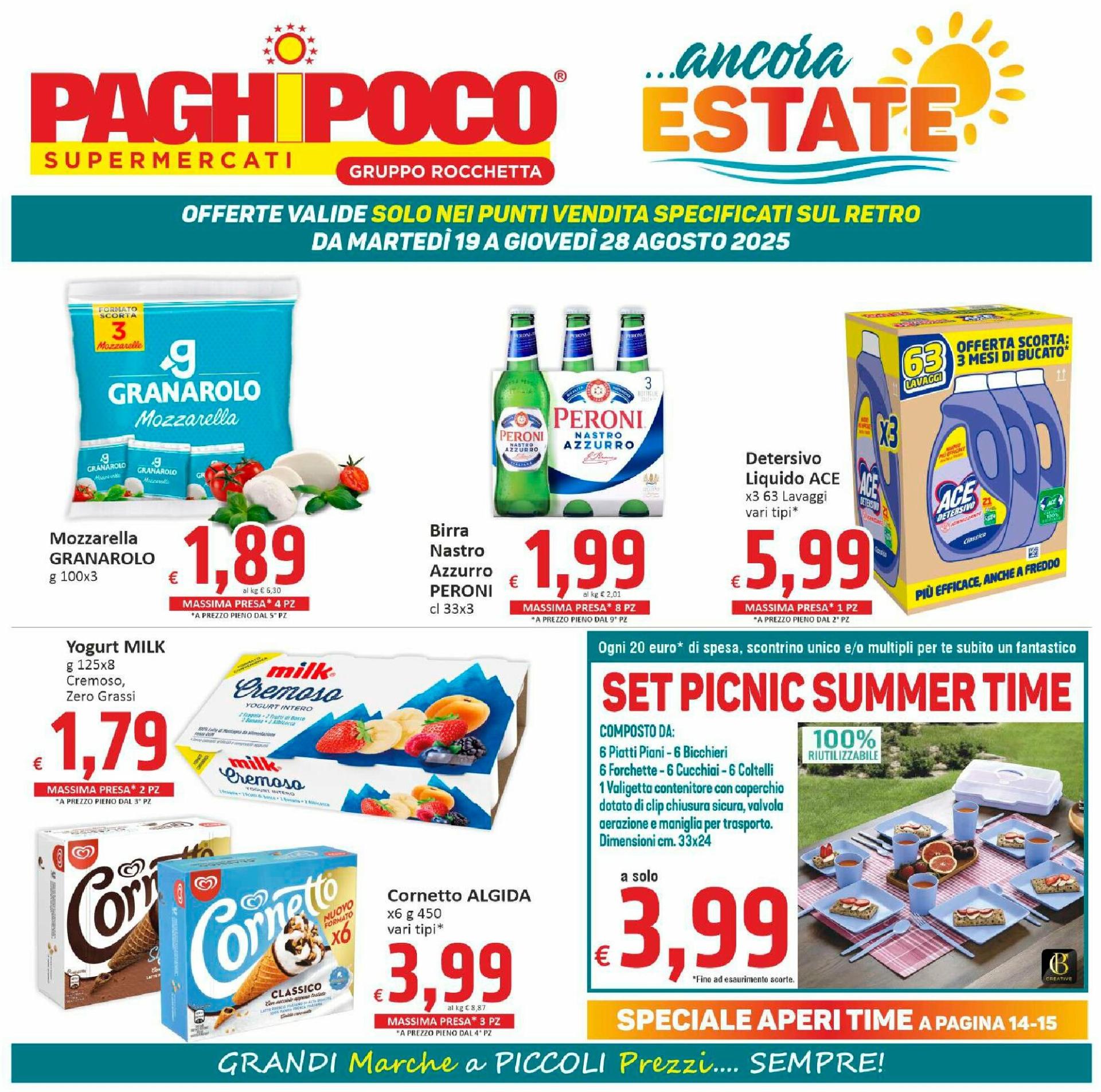 Volantino Paghi Poco - Punti Vendita in Elenco valido dal 19/08 al 28/08