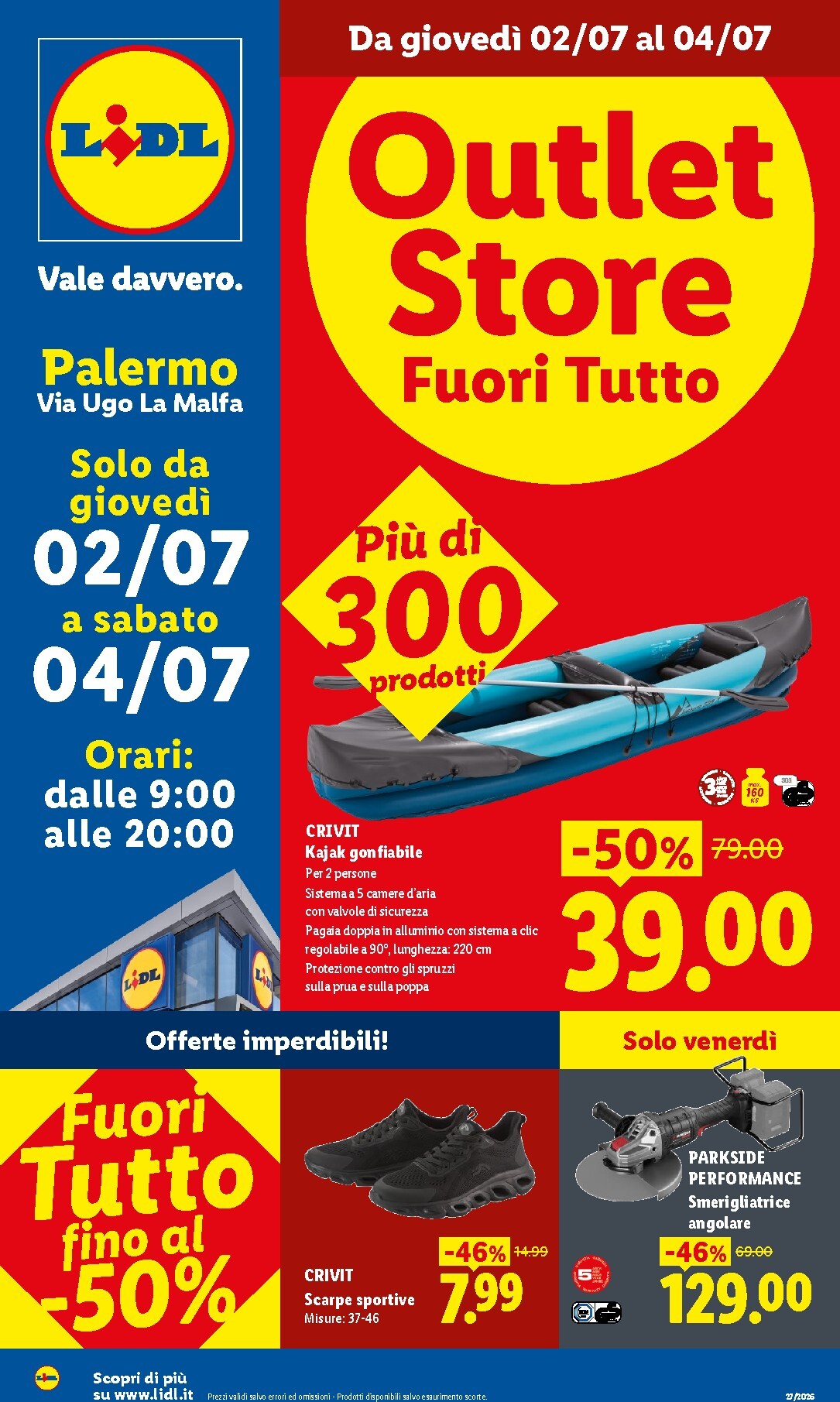 Volantino Lidl - Outlet Store Palermo per la prossima settimana dal giovedì 02/07/2026 al sabato 04/07/2026