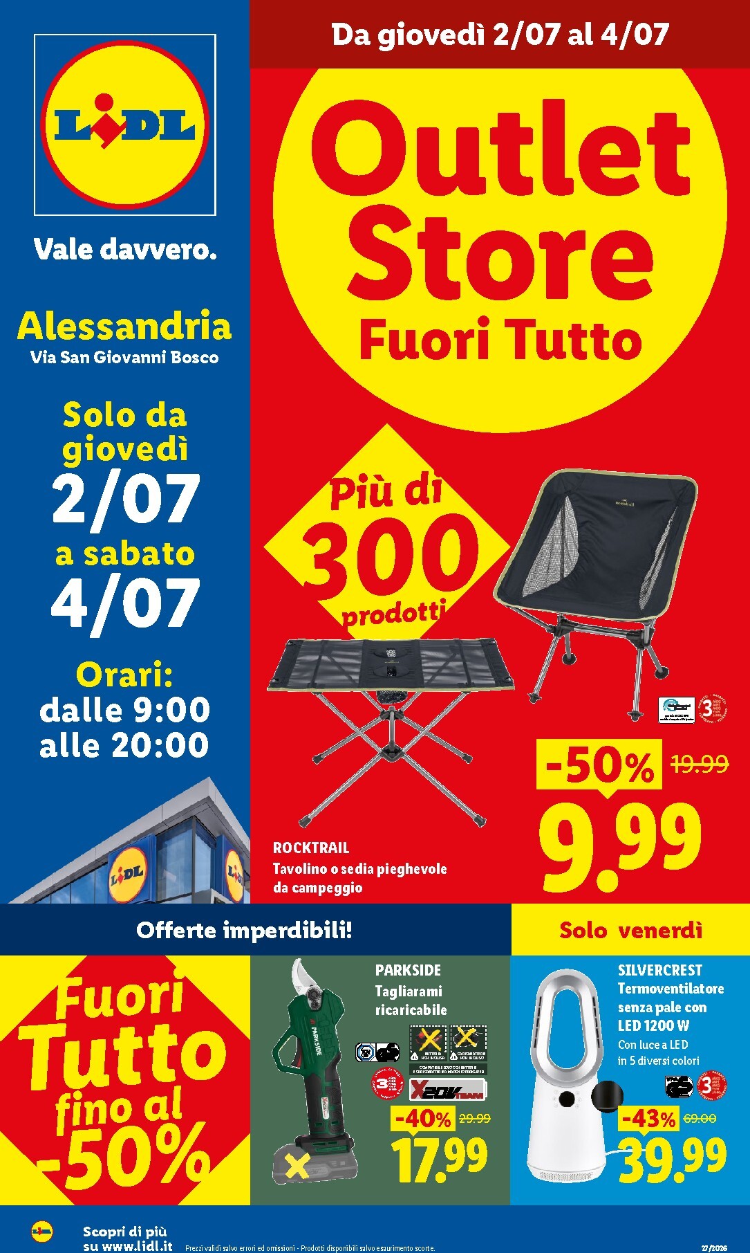 Volantino Lidl - Outlet Store Alessandria per la prossima settimana dal giovedì 02/07/2026 al sabato 04/07/2026