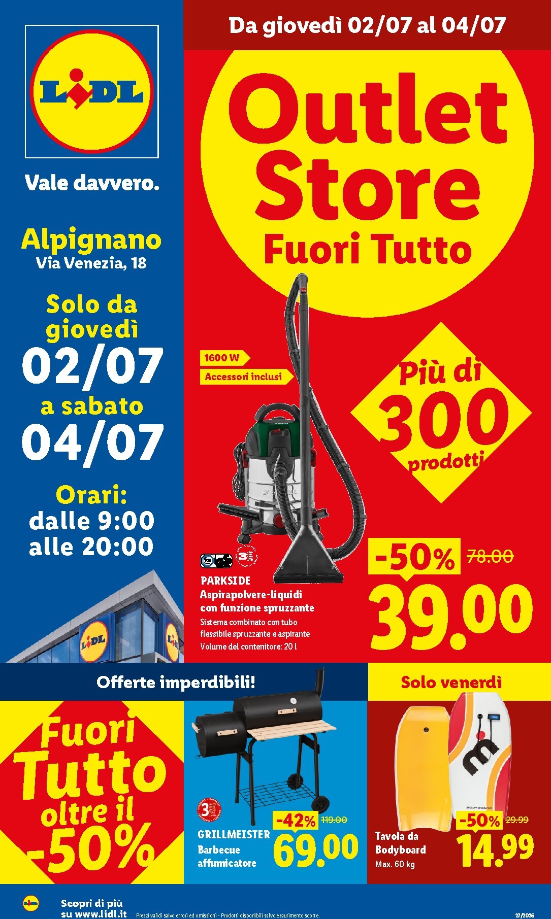 Volantino Lidl - Outlet Store Alpignano per la prossima settimana dal giovedì 02/07/2026 al sabato 04/07/2026