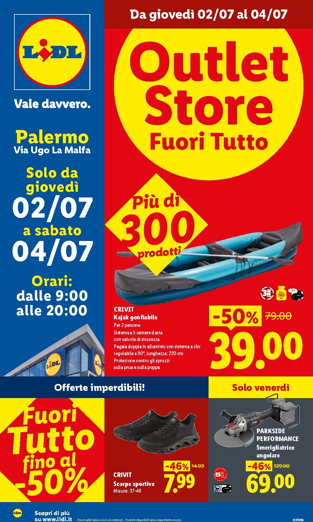 Volantino futuro Lidl - Outlet Store Palermo valido dal giovedì 02/07/2026 al sabato 04/07/2026