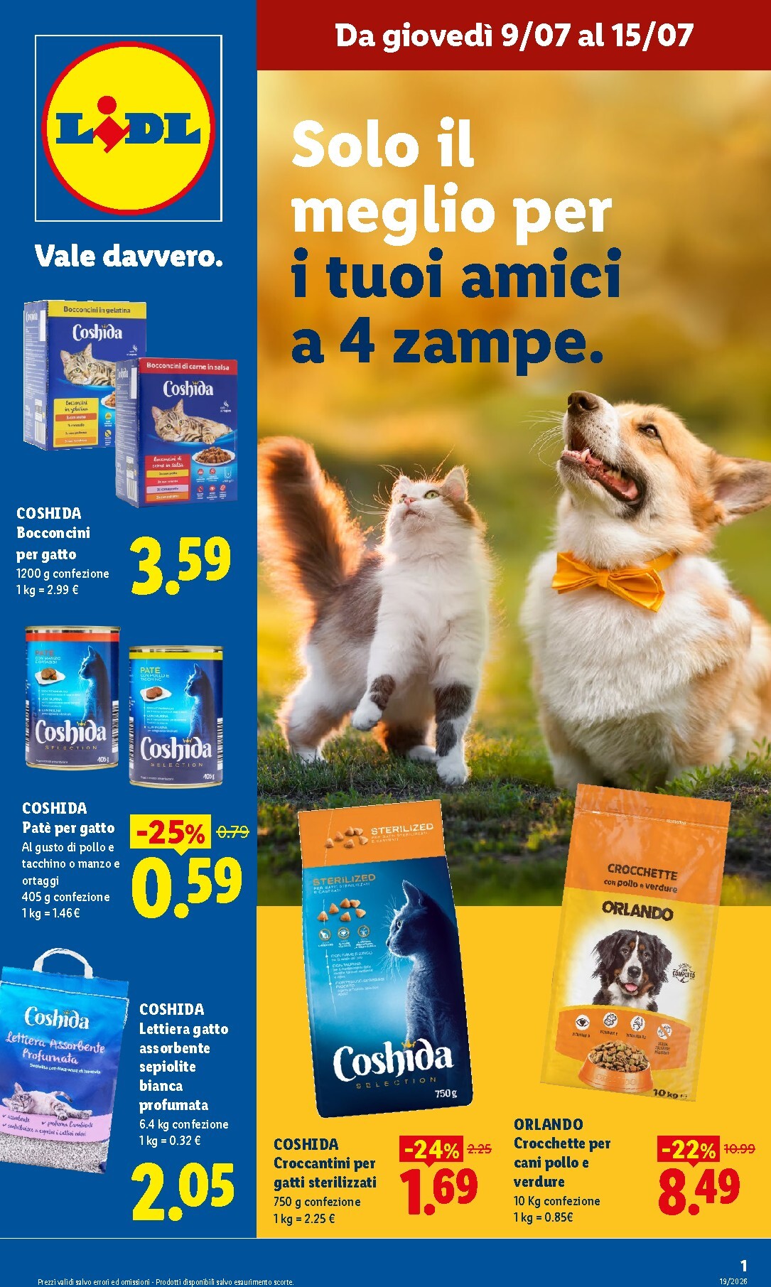 Volantino futuro Lidl - Per i tuoi amici a 4 zampe valido dal giovedì 09/07/2026 al mercoledì 15/07/2026