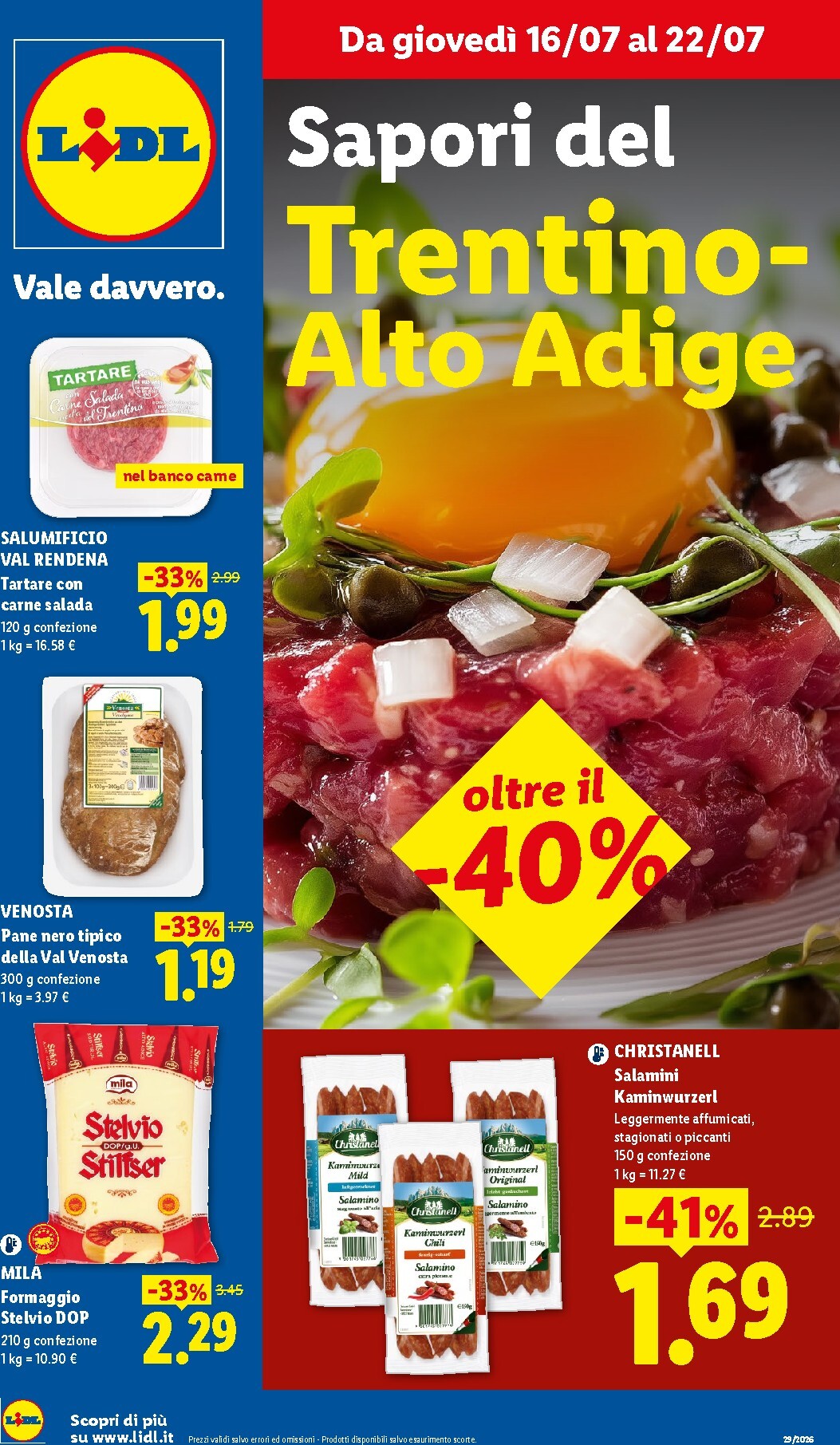 Volantino Lidl - Sapori del Trentino-Alto Adige per la prossima settimana dal giovedì 16/07/2026 al mercoledì 22/07/2026