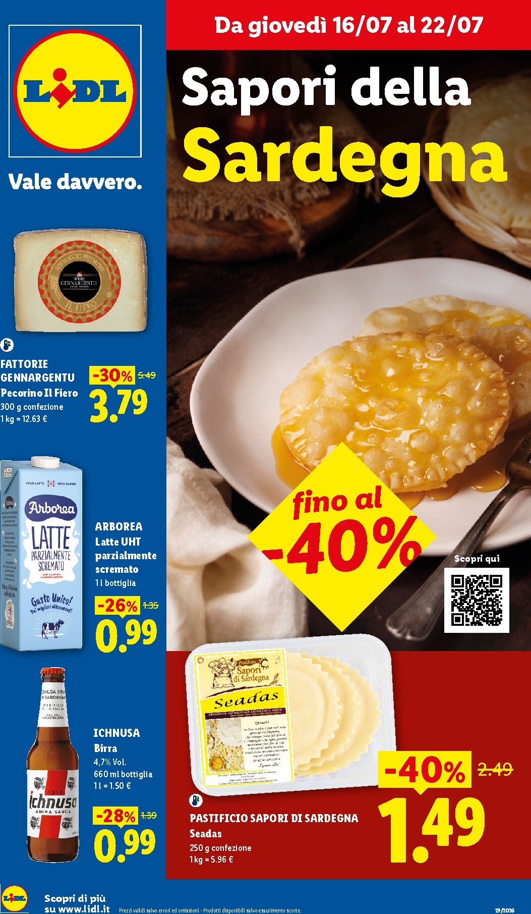 Volantino Lidl - Sapori della Sardegna per la prossima settimana dal giovedì 16/07/2026 al mercoledì 22/07/2026