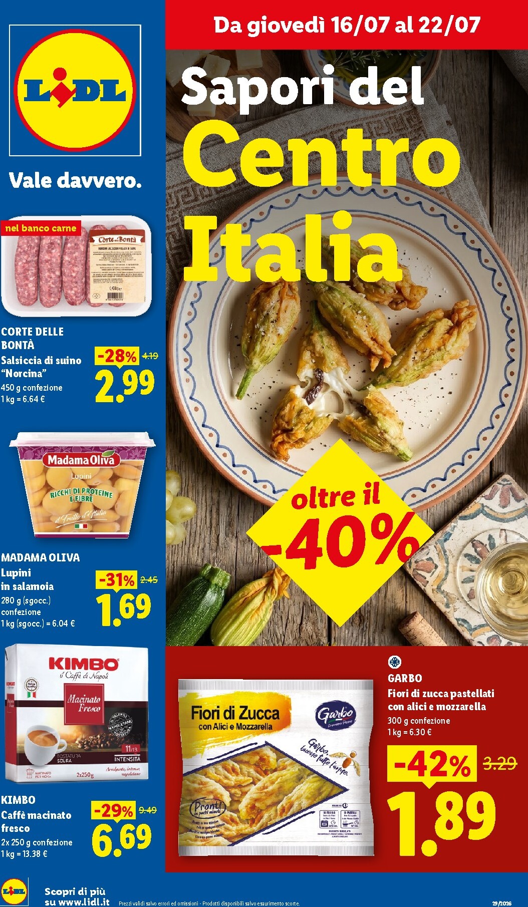 Volantino futuro Lidl - Sapori del Centro Italia valido dal giovedì 16/07/2026 al mercoledì 22/07/2026