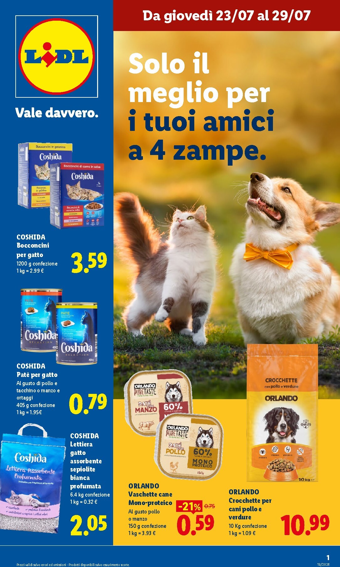 Volantino attuale di Lidl - Per i tuoi amici a 4 zampe valido dal giovedì 23/07/2026 al mercoledì 29/07/2026