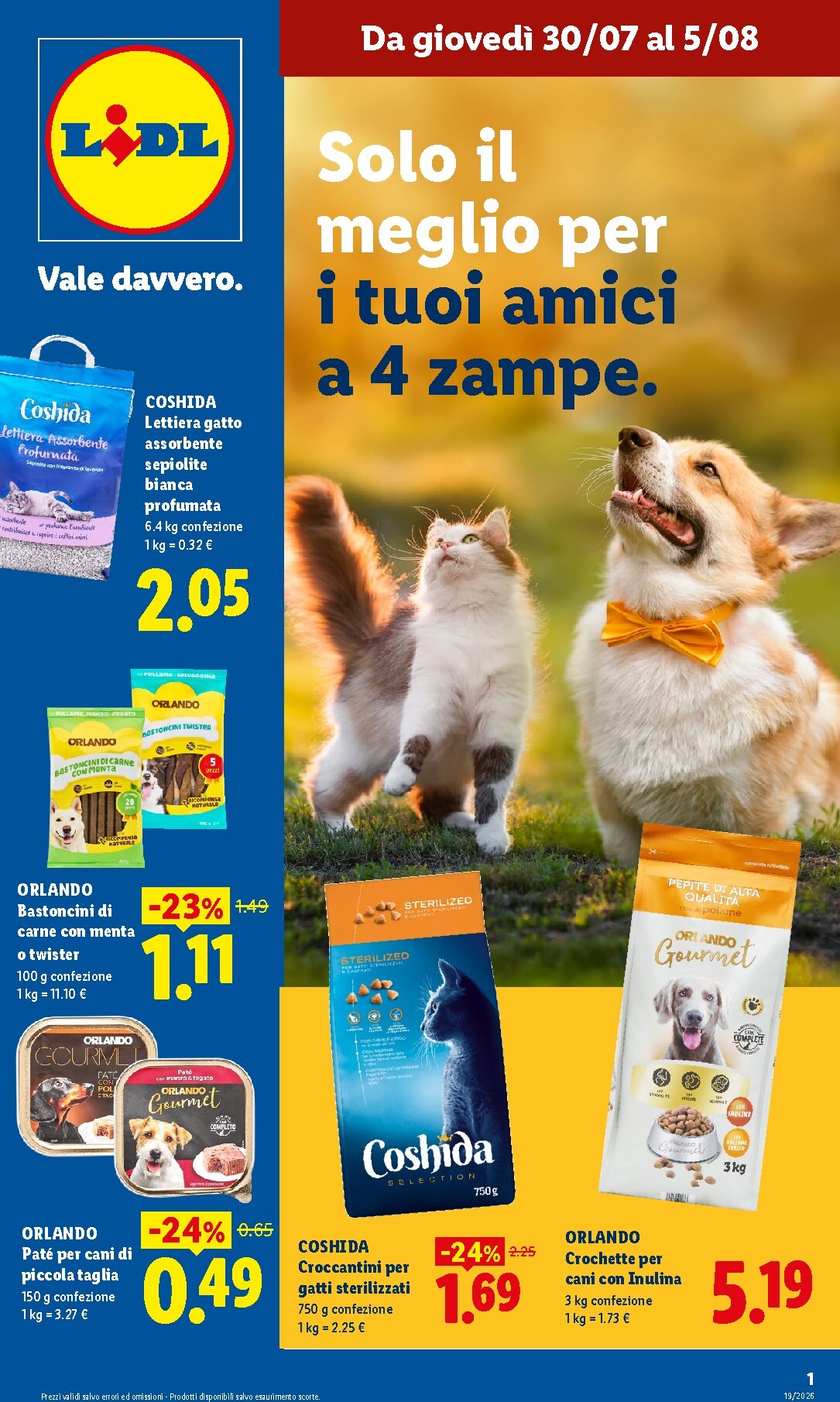 Volantino Lidl - Per i tuoi amici a 4 zampe per la prossima settimana dal giovedì 30/07/2026 al mercoledì 05/08/2026
