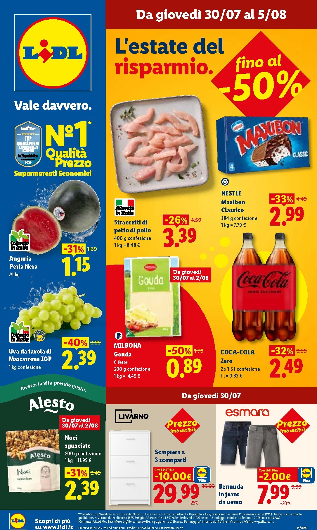 Volantino attuale di Lidl valido dal giovedì 30/07/2026 al mercoledì 05/08/2026