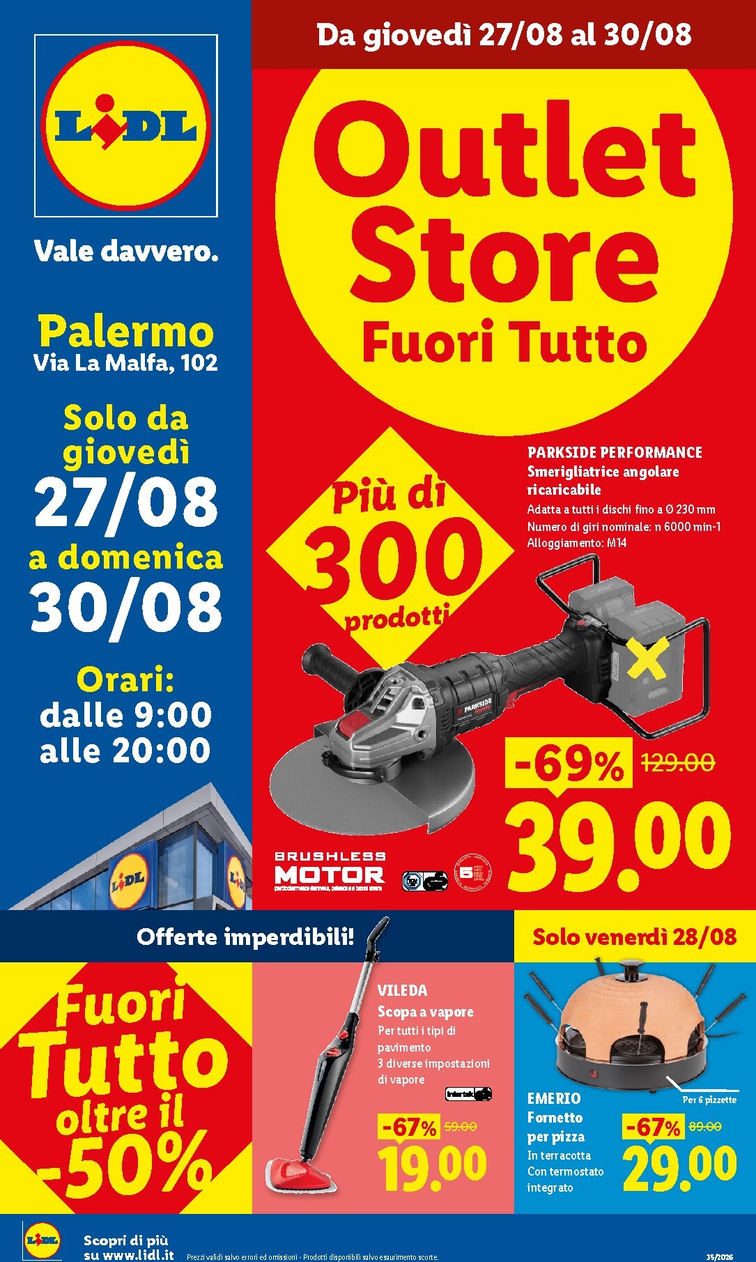 Volantino Lidl - Outlet Store Palermo per la prossima settimana dal giovedì 27/08/2026 al domenica 30/08/2026