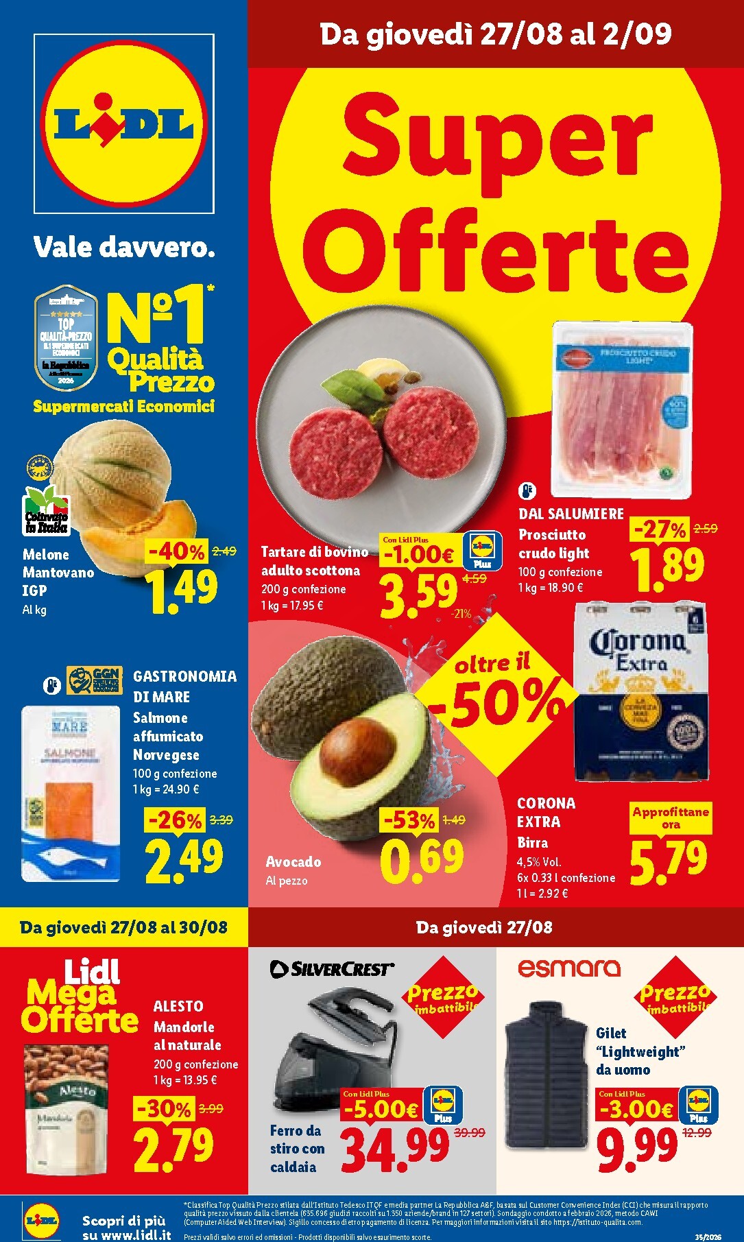 Volantino Lidl per la prossima settimana dal giovedì 27/08/2026 al mercoledì 02/09/2026