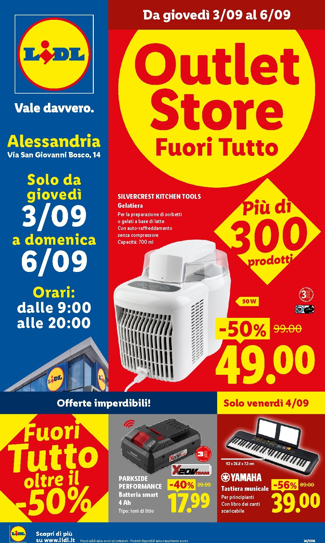 Volantino Lidl - Outlet Store per la prossima settimana dal giovedì 03/09/2026 al domenica 06/09/2026