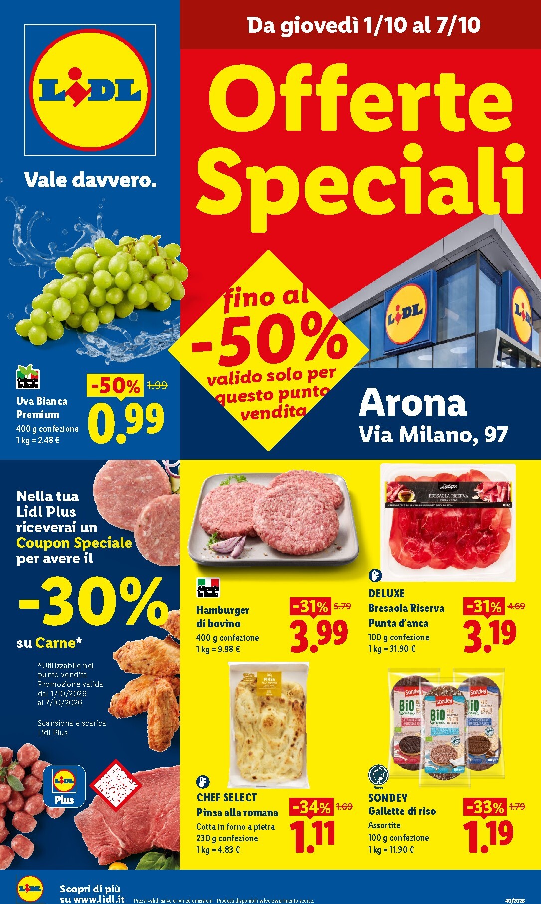 Volantino Lidl - Offerte Speciali Arona per la prossima settimana dal giovedì 01/10/2026 al mercoledì 07/10/2026