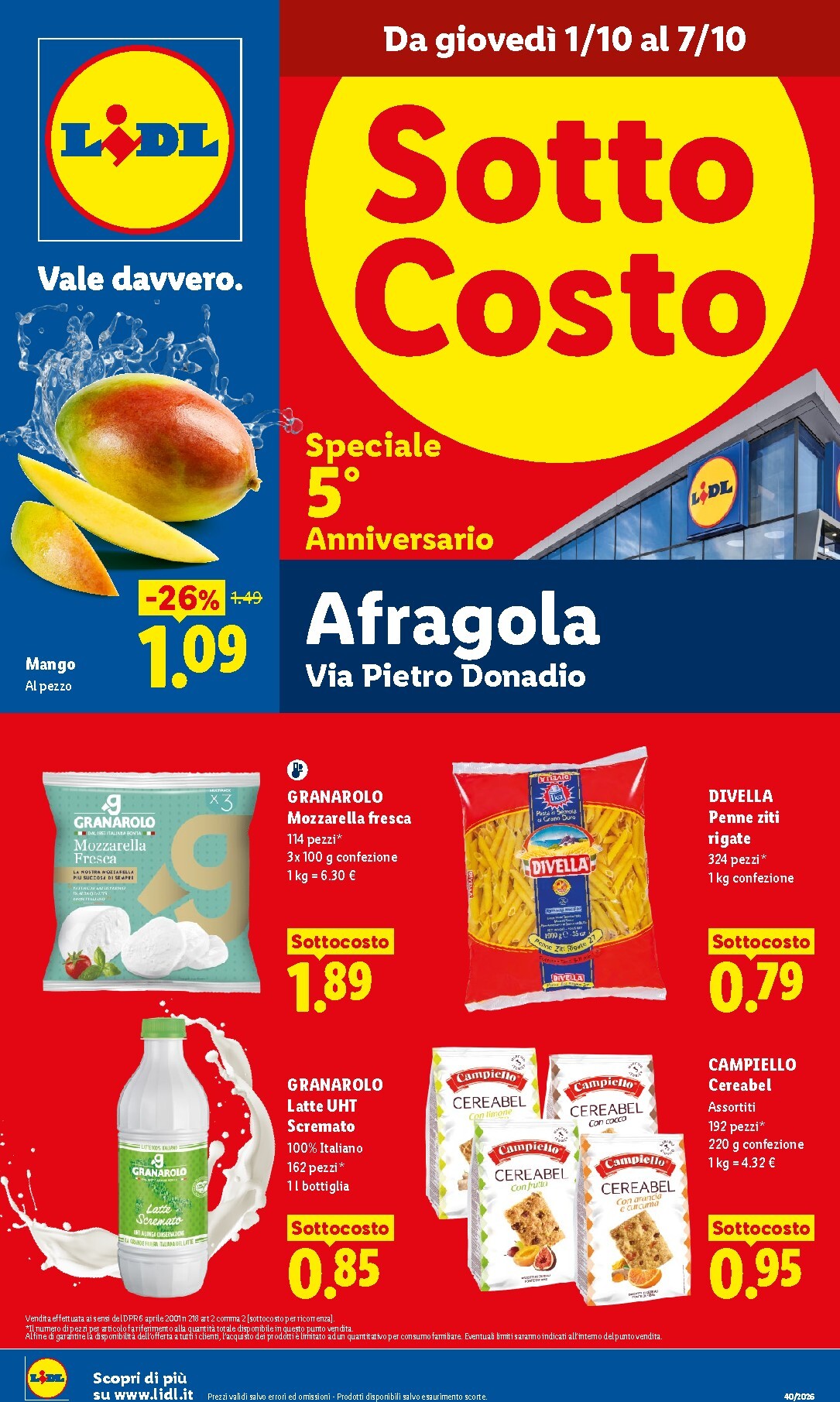 Volantino futuro Lidl - Sottocosto Afragola valido dal giovedì 01/10/2026 al mercoledì 07/10/2026