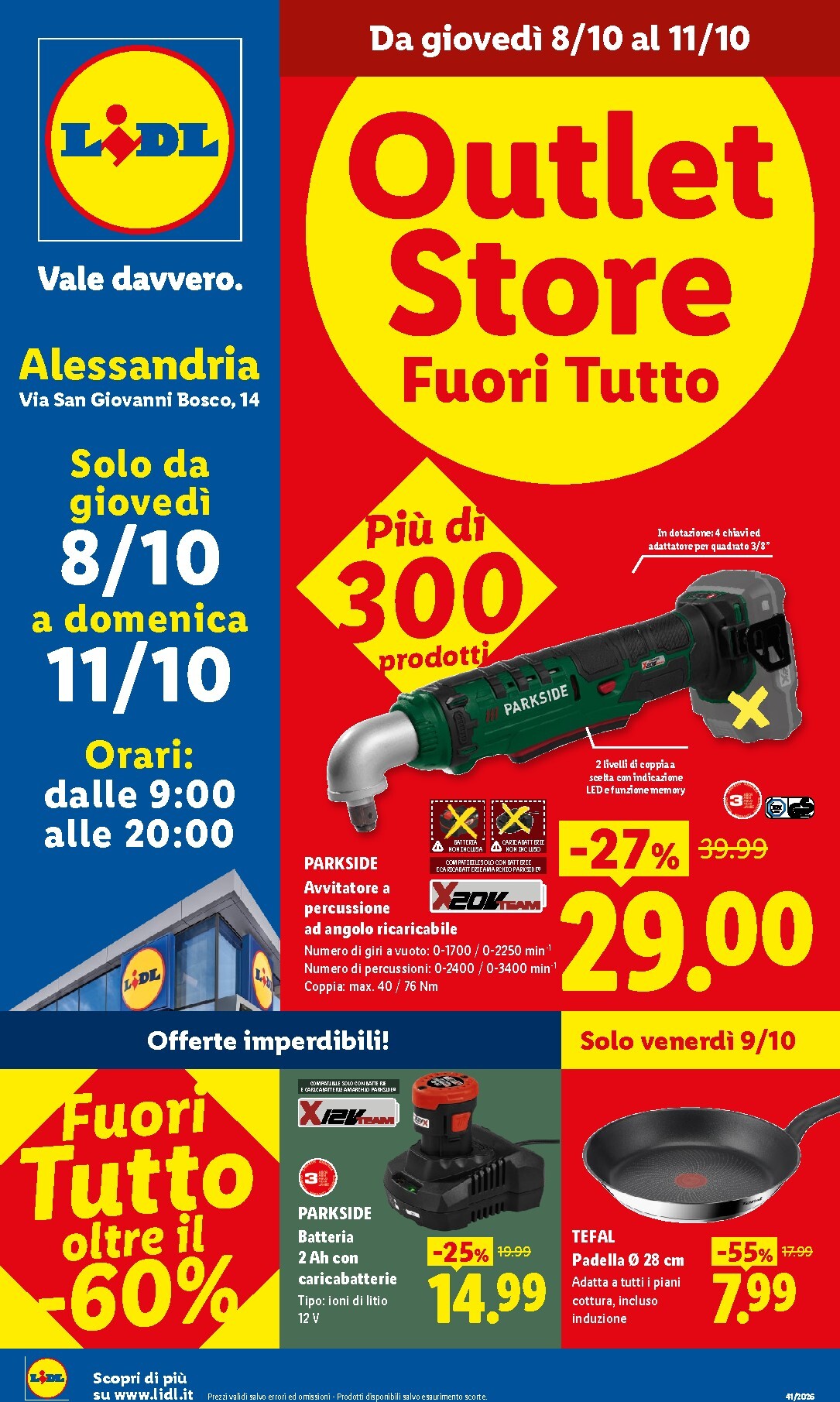 Volantino Lidl - Outlet Store Alessandria per la prossima settimana dal giovedì 08/10/2026 al domenica 11/10/2026
