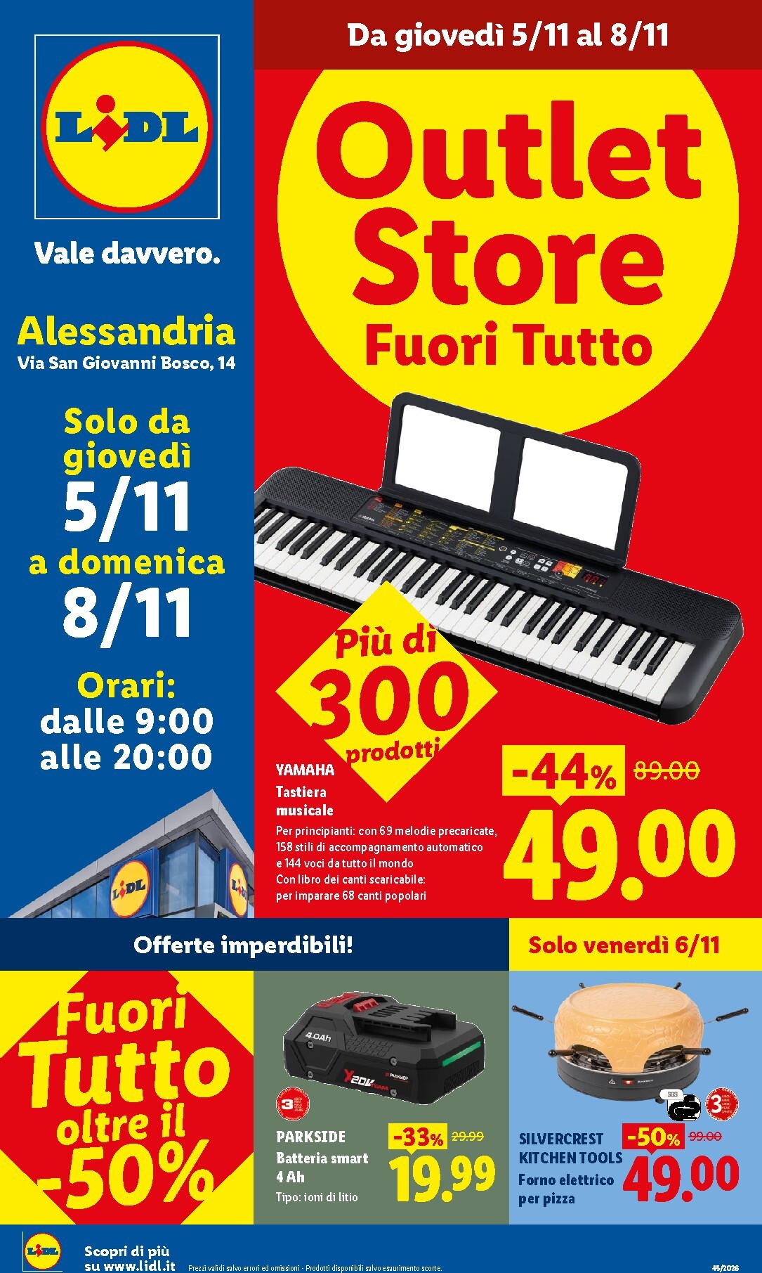 Volantino Lidl - Outlet Store per la prossima settimana dal giovedì 05/11/2026 al domenica 08/11/2026