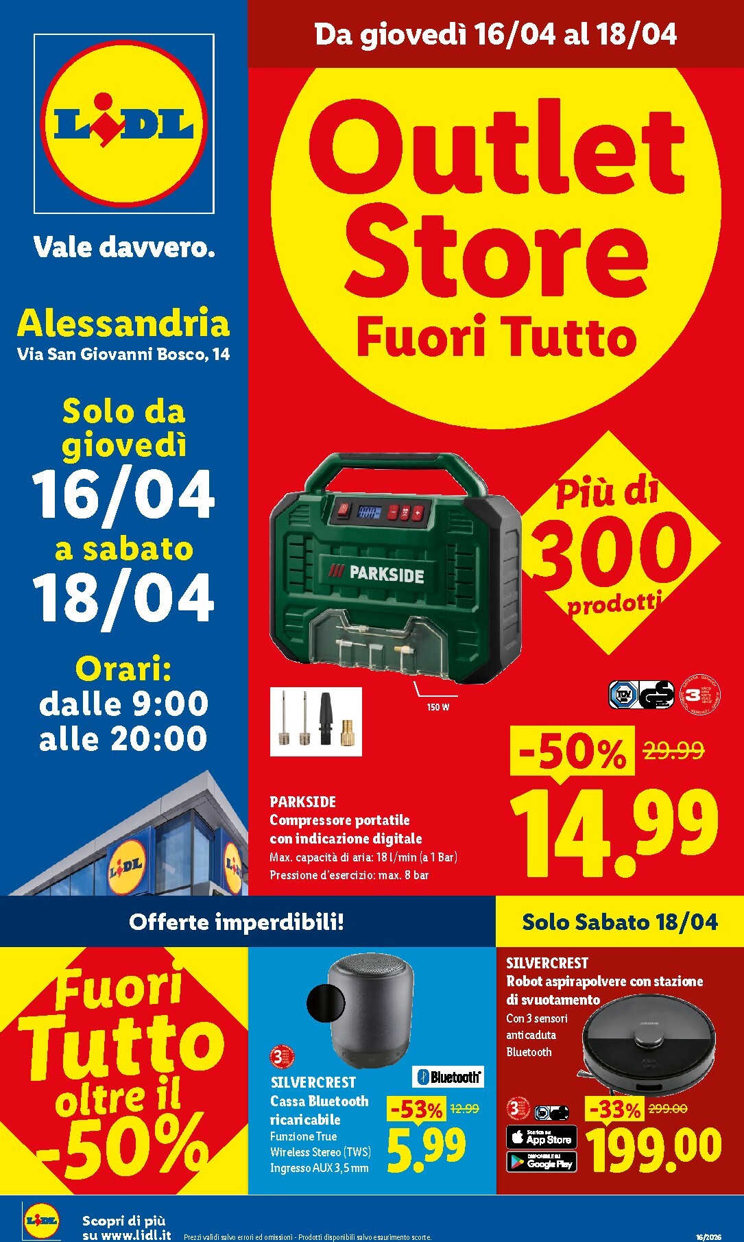 Volantino Lidl - Outlet Store Alessandria per la prossima settimana dal giovedì 16/04/2026 al sabato 18/04/2026