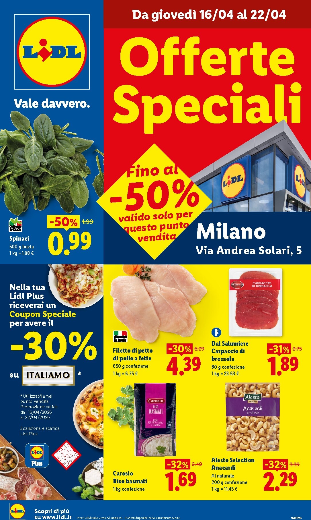 Volantino futuro Lidl - Offerte Speciali Milano valido dal giovedì 16/04/2026 al mercoledì 22/04/2026