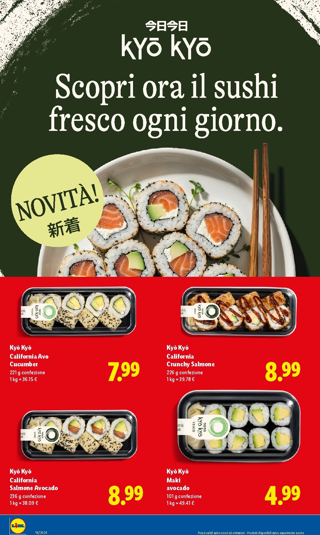 Volantino attuale di Lidl - Il Sushi fresco ogni giorno valido dal lunedì 13/04/2026 al mercoledì 22/04/2026