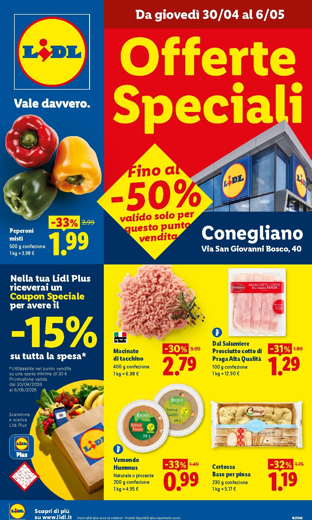 Volantino Lidl - Conegliano per la prossima settimana dal giovedì 30/04/2026 al mercoledì 06/05/2026