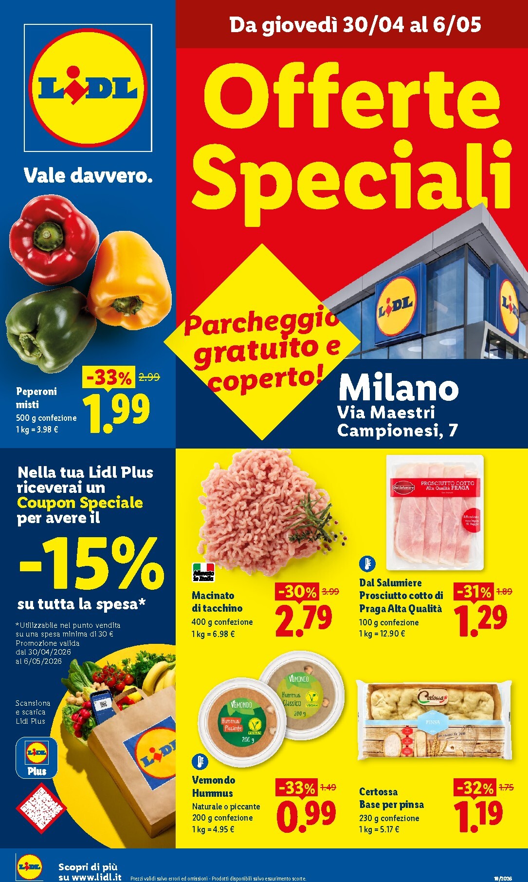 Volantino Lidl - Milano Via Camp.7 per la prossima settimana dal giovedì 30/04/2026 al mercoledì 06/05/2026