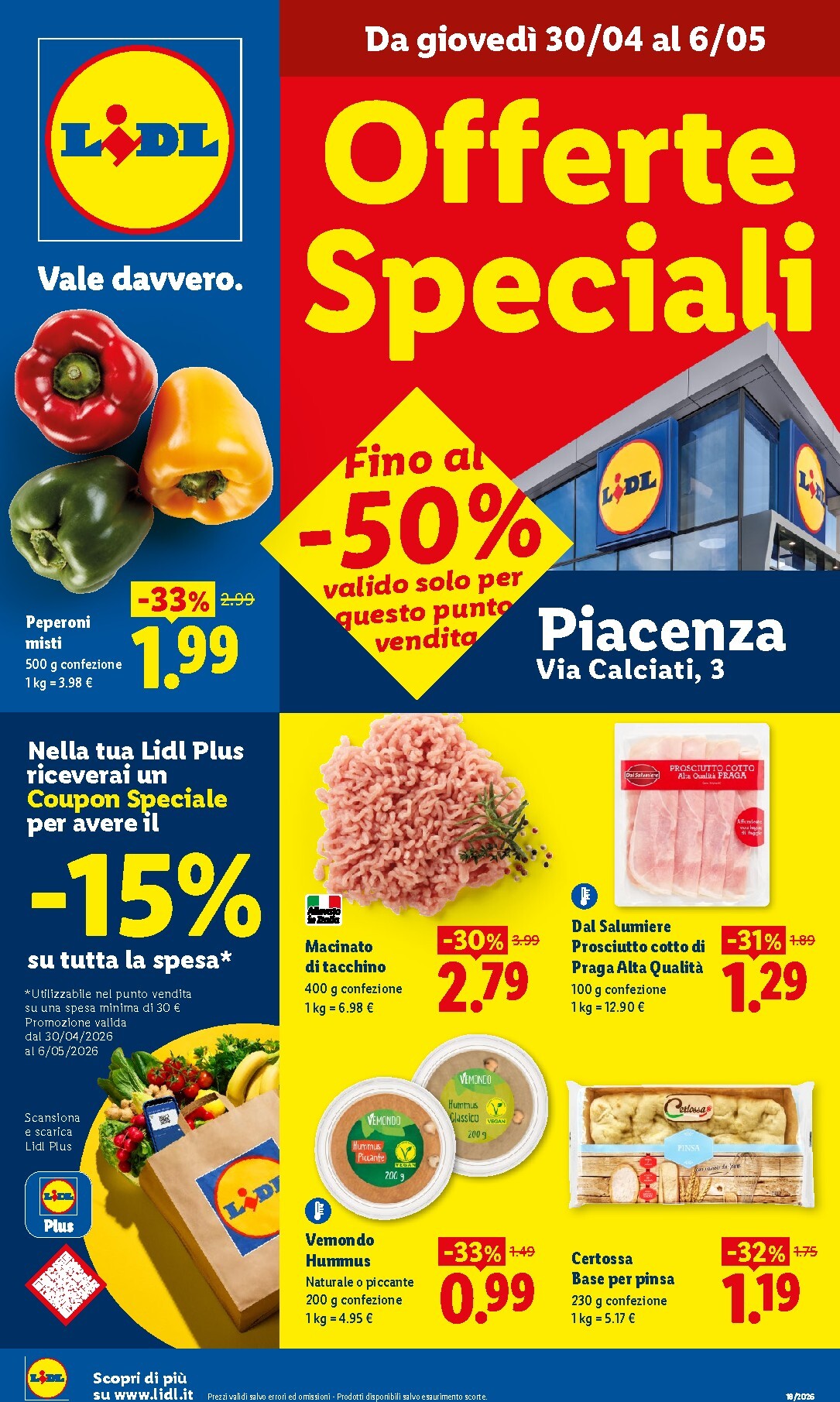 Volantino Lidl - Piacenza per la prossima settimana dal giovedì 30/04/2026 al mercoledì 06/05/2026