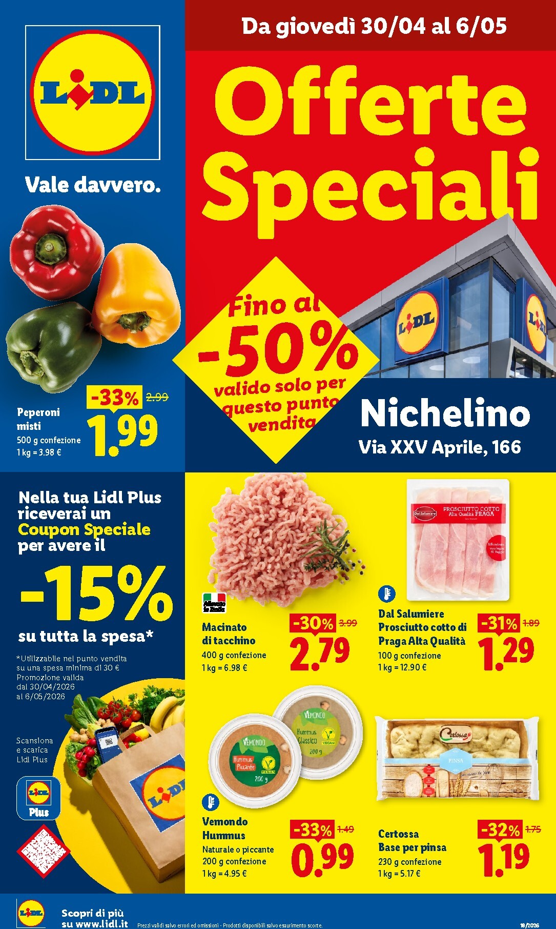Volantino Lidl - Nichelino per la prossima settimana dal giovedì 30/04/2026 al mercoledì 06/05/2026