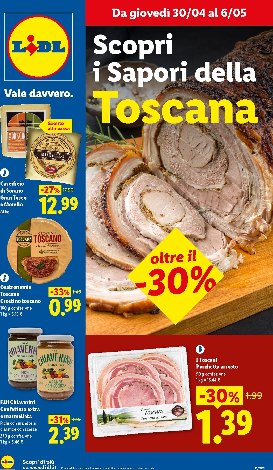 Volantino Lidl - Toscana per la prossima settimana dal giovedì 30/04/2026 al mercoledì 06/05/2026