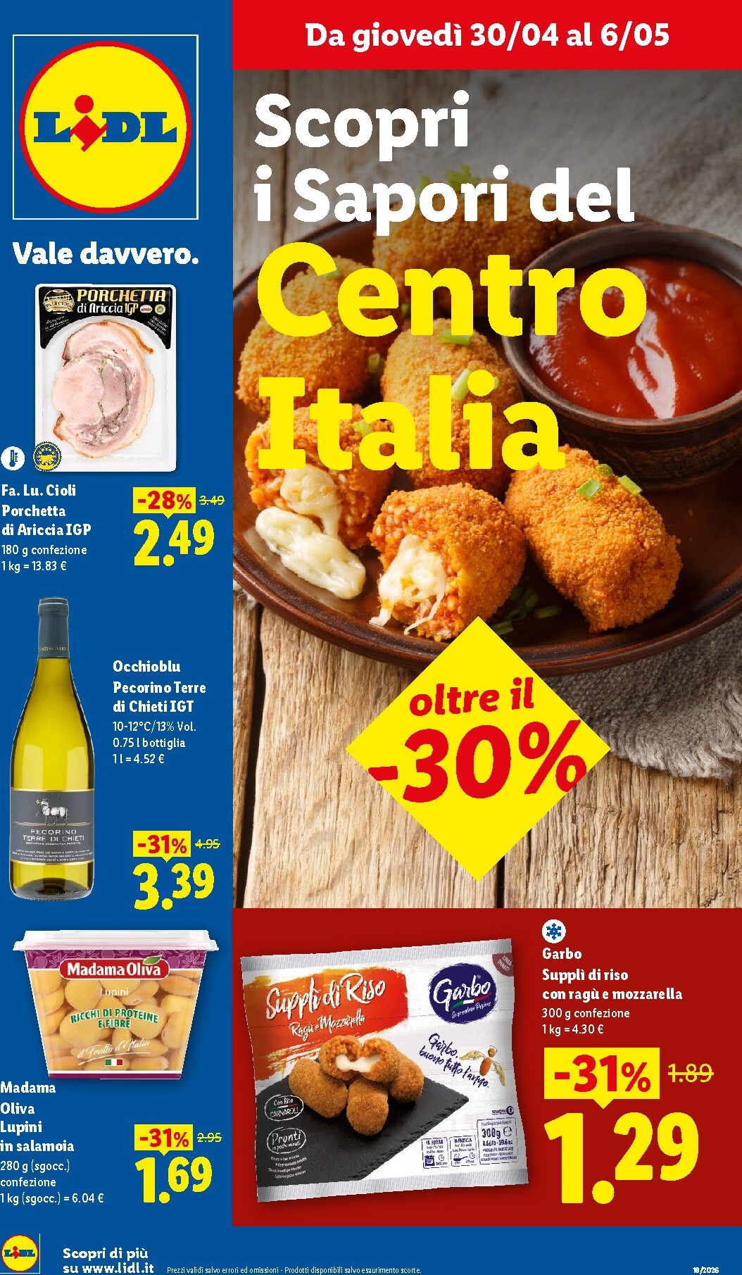 Volantino Lidl - Centro Italia per la prossima settimana dal giovedì 30/04/2026 al mercoledì 06/05/2026