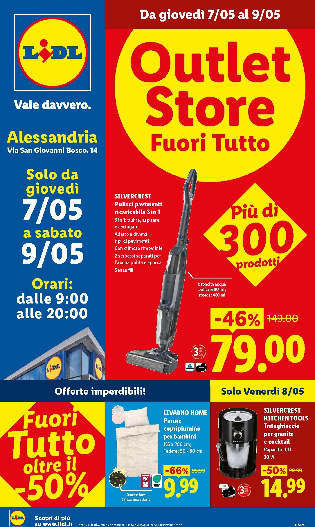 Volantino Lidl - Outlet Store Alessandria per la prossima settimana dal giovedì 07/05/2026 al sabato 09/05/2026