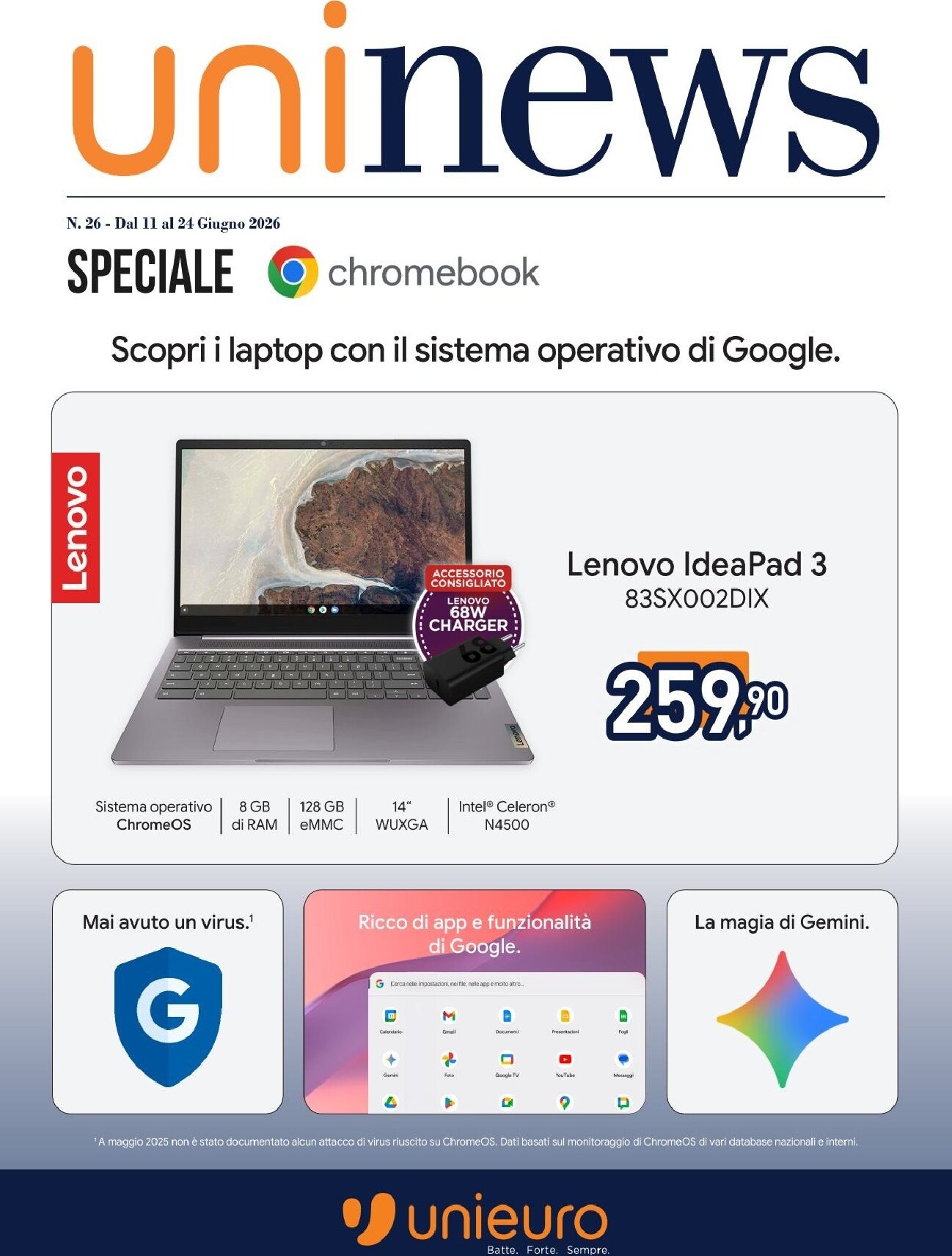 Volantino attuale di Unieuro - Speciale Chromebook valido dal giovedì 11/06/2026 al mercoledì 24/06/2026