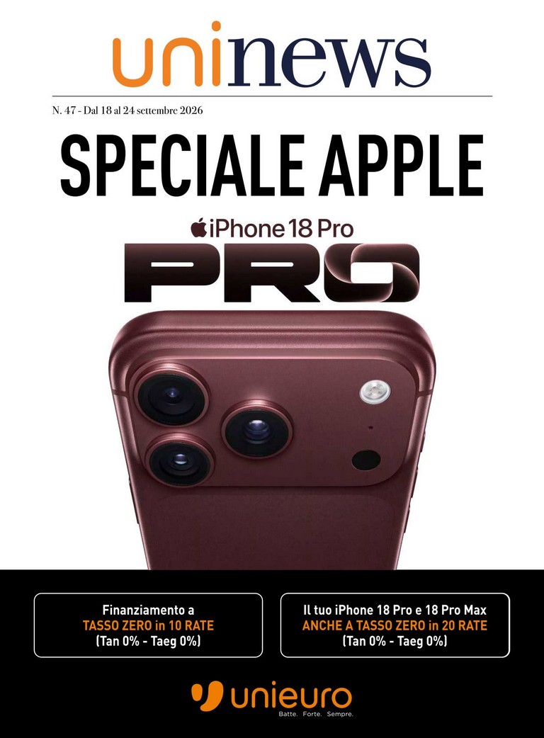 Volantino attuale di Unieuro - Speciale Apple valido dal venerdì 18/09/2026 al giovedì 24/09/2026