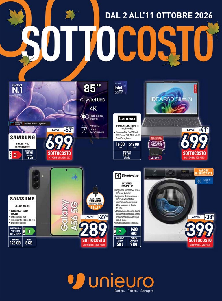 Volantino attuale di Unieuro valido dal venerdì 02/10/2026 al domenica 11/10/2026