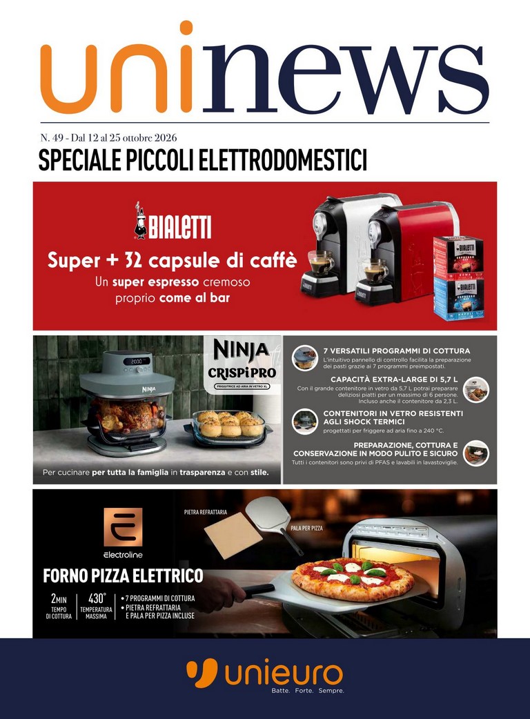 Volantino attuale di Unieuro - Speciale Piccoli elettrodomestici valido dal lunedì 12/10/2026 al domenica 25/10/2026