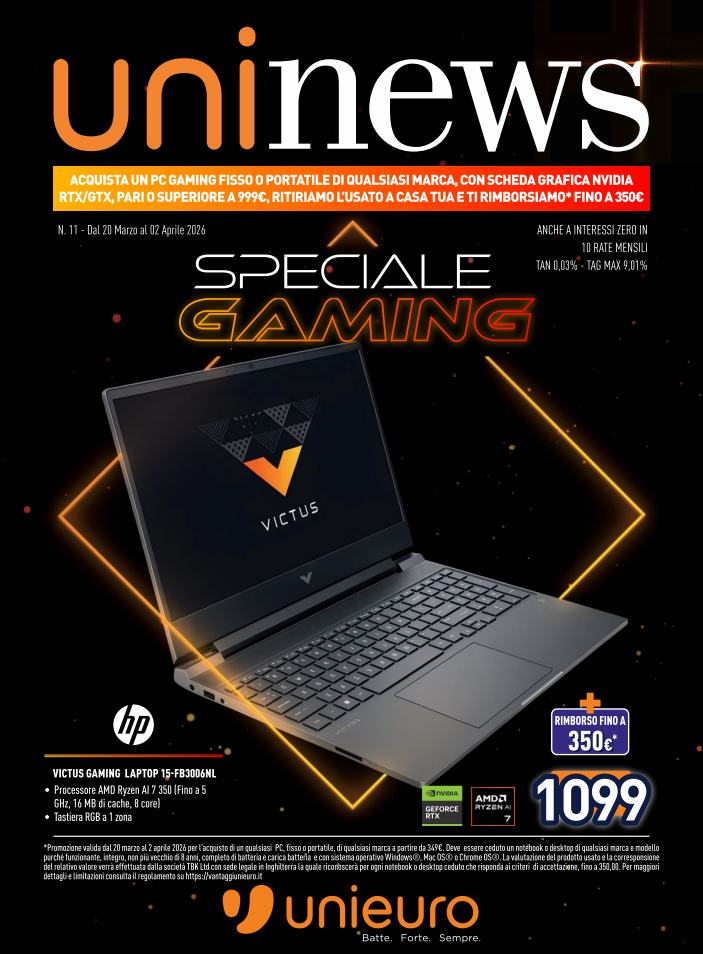 Volantino Unieuro - Speciale Gaming valido dal 20/03/2026 al 02/04/2026