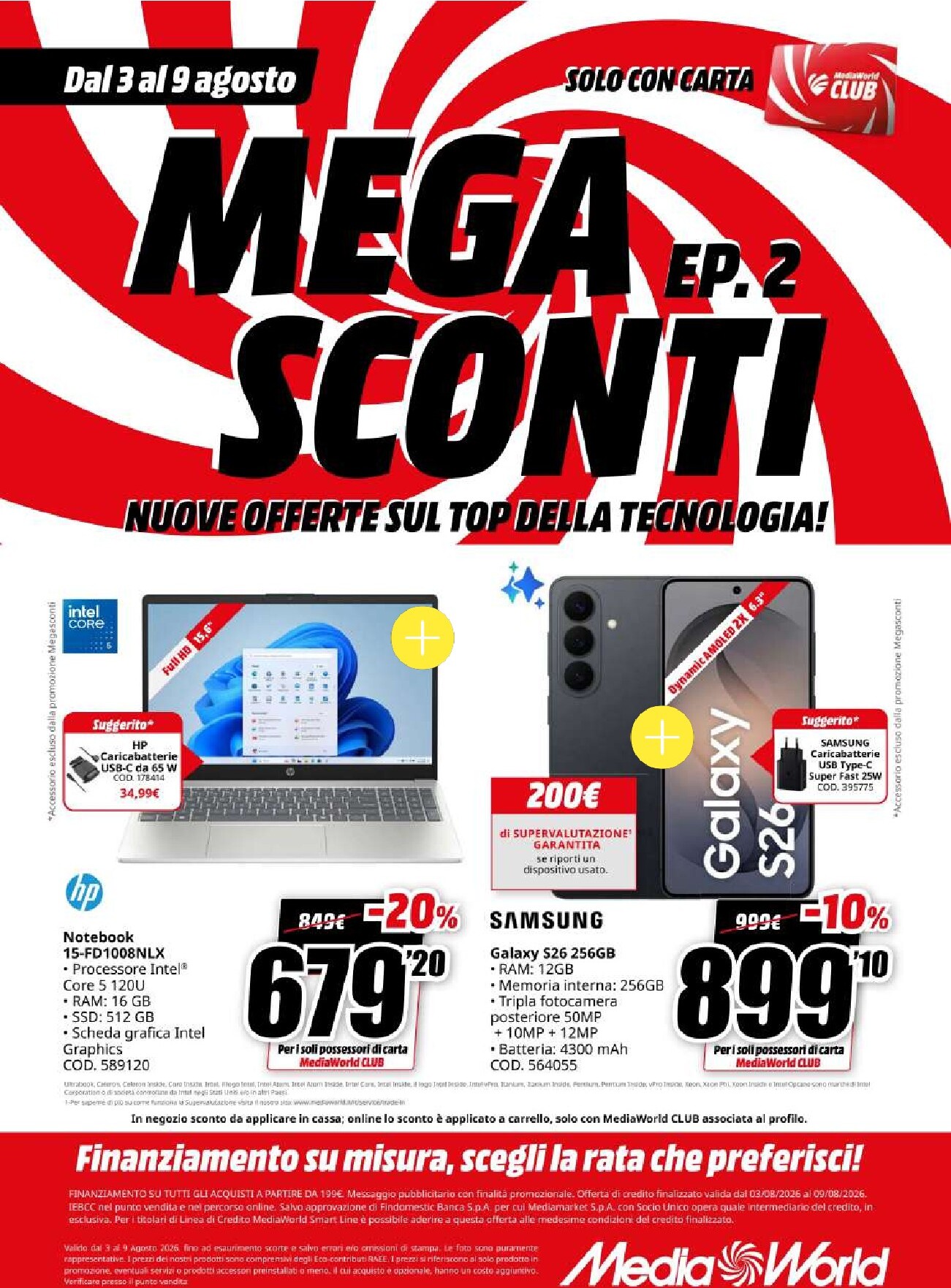 Volantino attuale di Mediaworld valido dal lunedì 03/08/2026 al domenica 09/08/2026