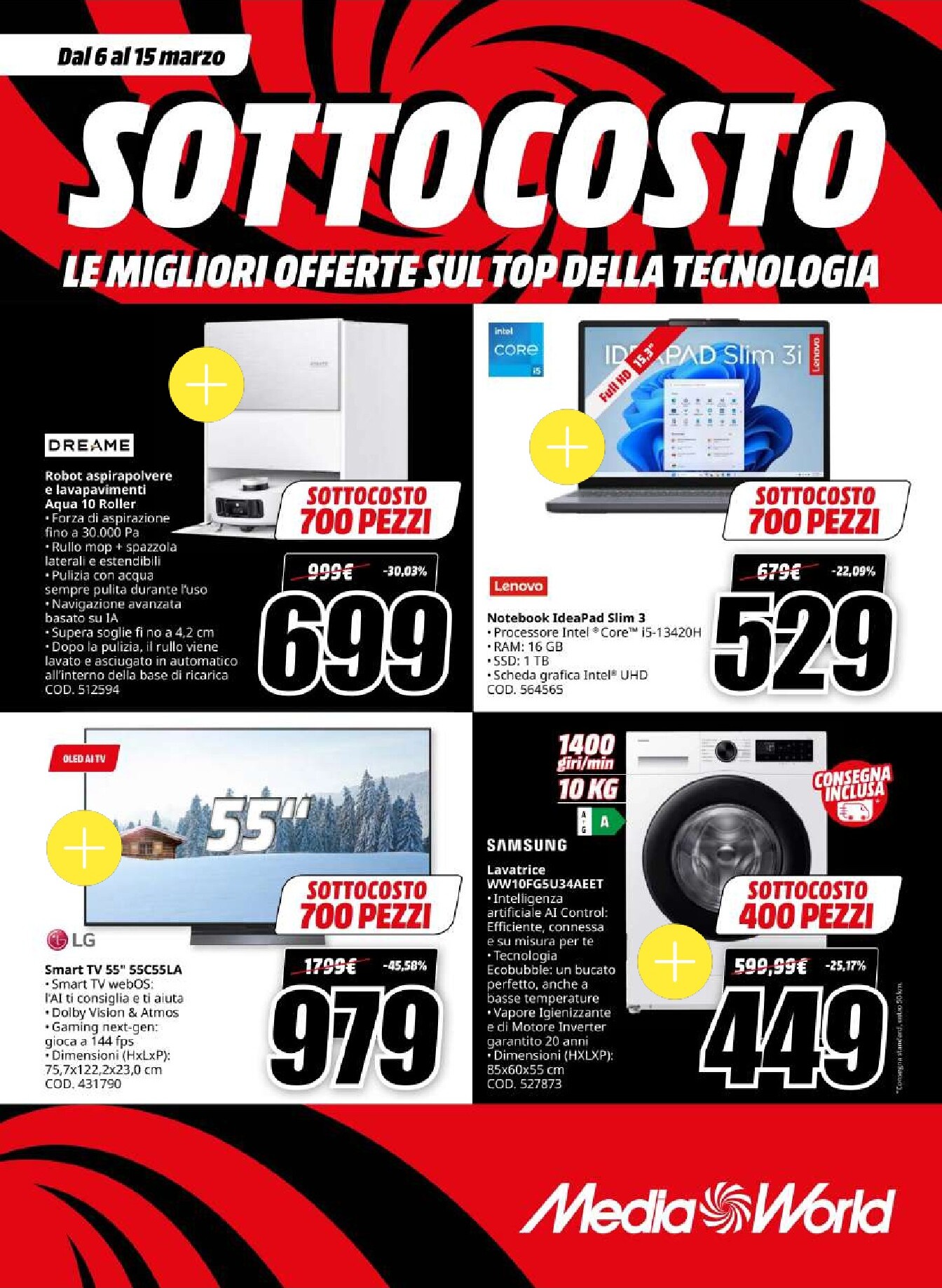 Volantino Mediaworld - Sottocosto valido dal 06/03/2026 al 15/03/2026