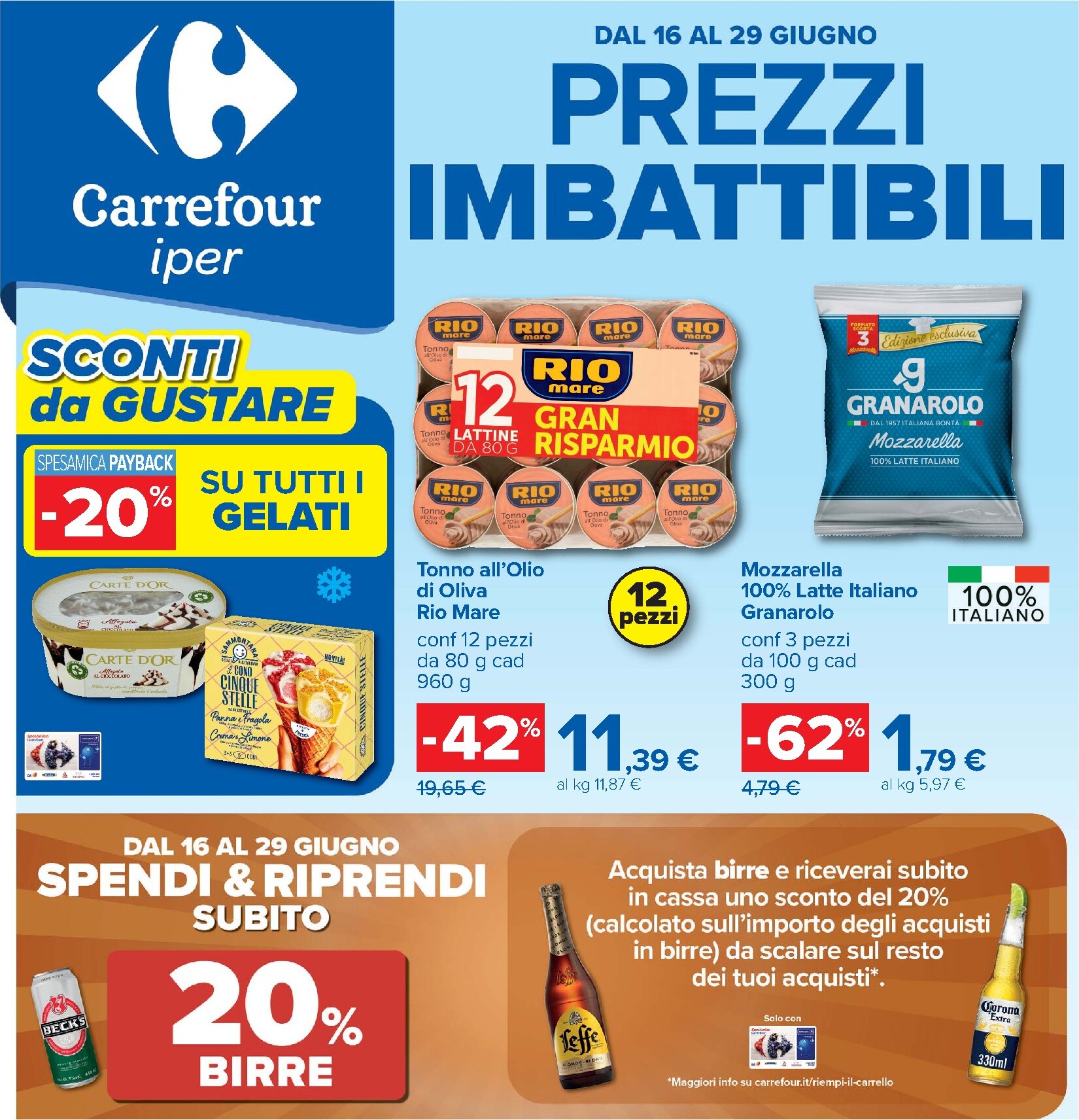 Volantino Carrefour - Prezzi imbattibili per la prossima settimana dal martedì 16/06/2026 al lunedì 29/06/2026