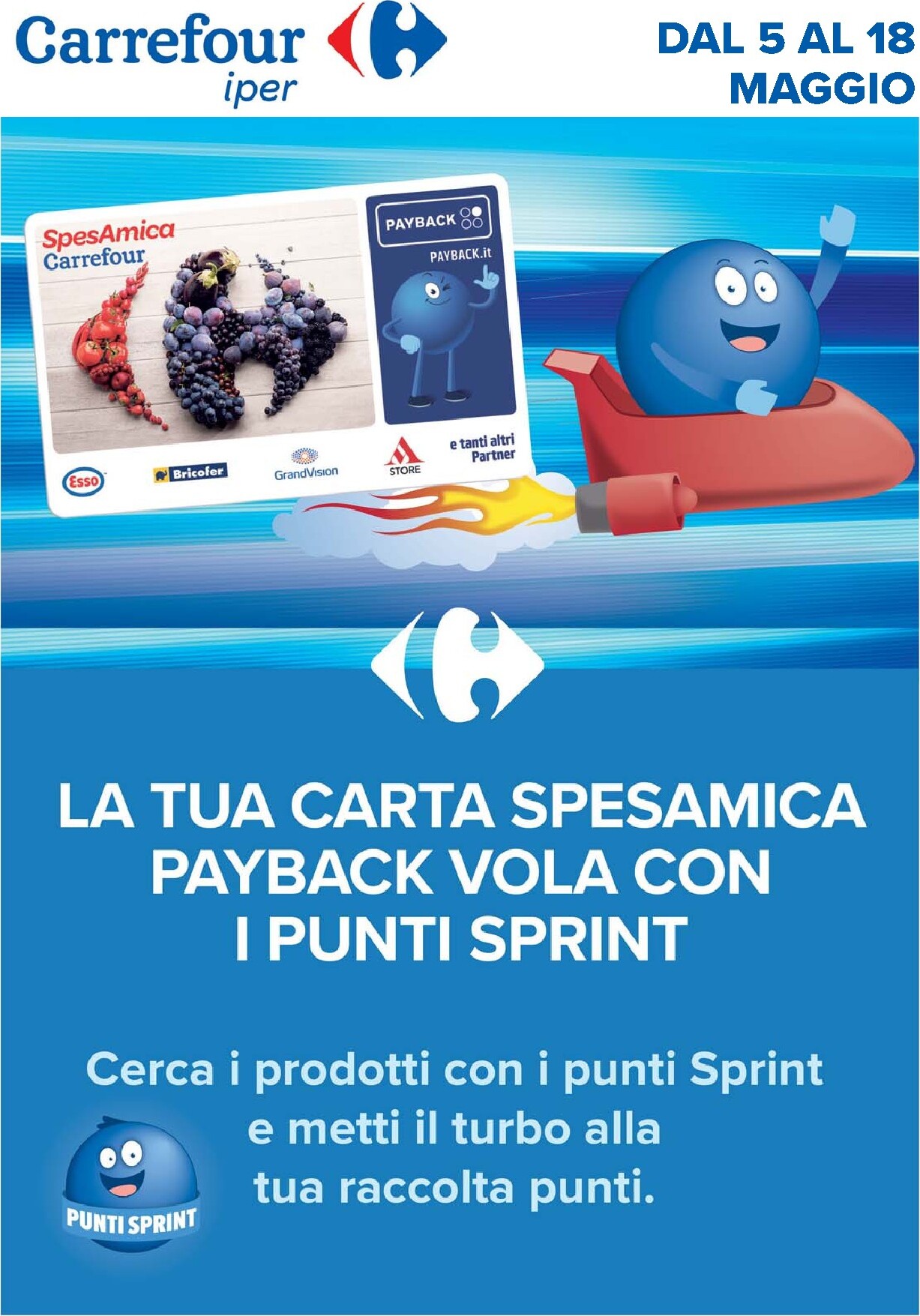 Volantino Carrefour - Punti Sprint Payback per la prossima settimana dal martedì 05/05/2026 al lunedì 18/05/2026