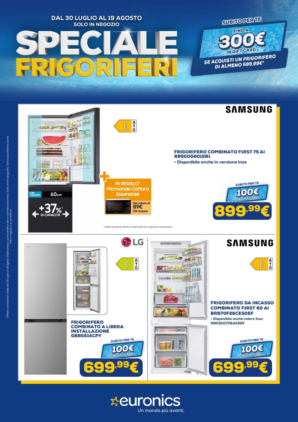 Volantino attuale di Euronics - Speciale Frigoriferi valido dal giovedì 30/07/2026 al mercoledì 19/08/2026