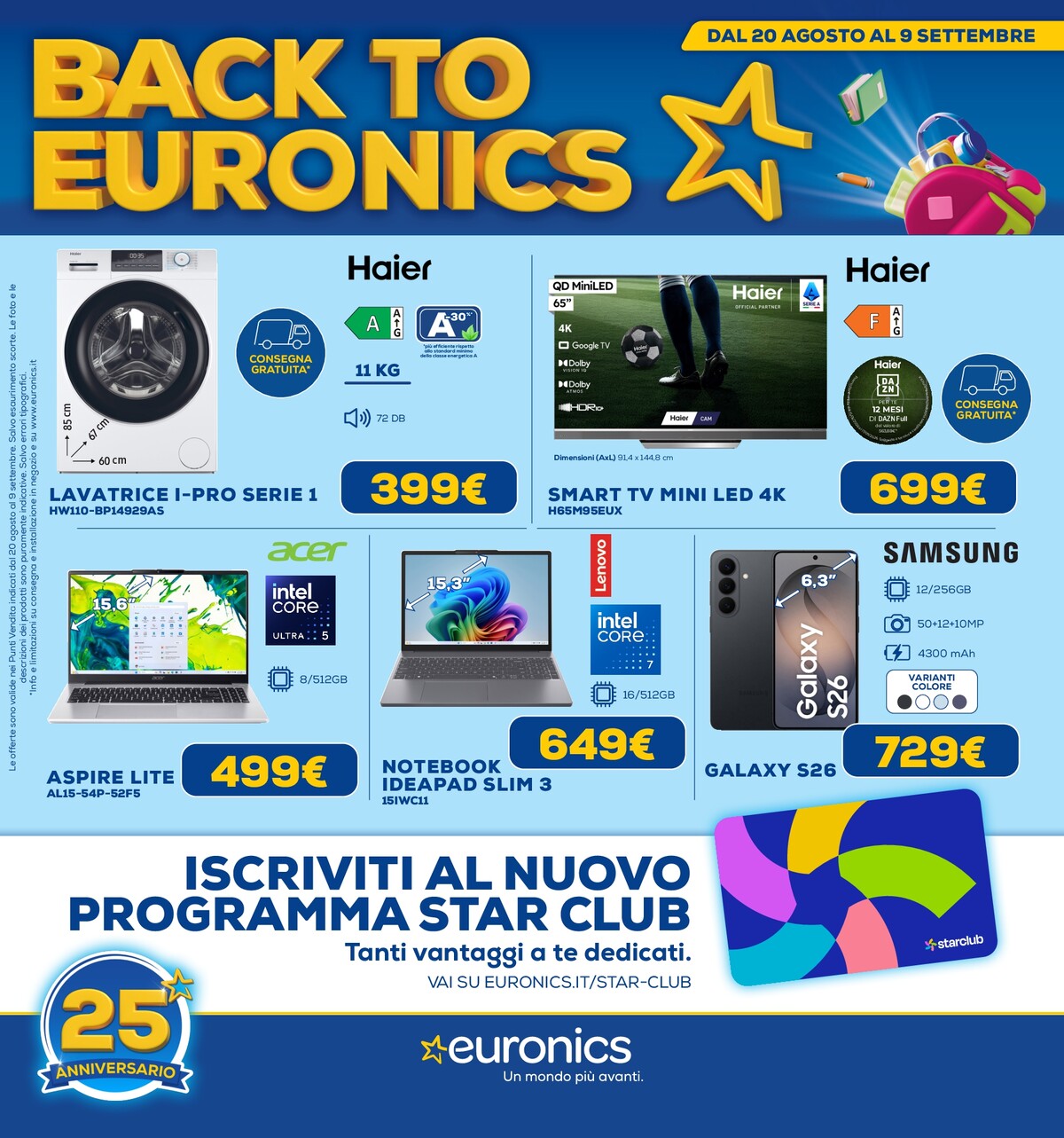 Volantino attuale di Euronics valido dal giovedì 20/08/2026 al mercoledì 09/09/2026
