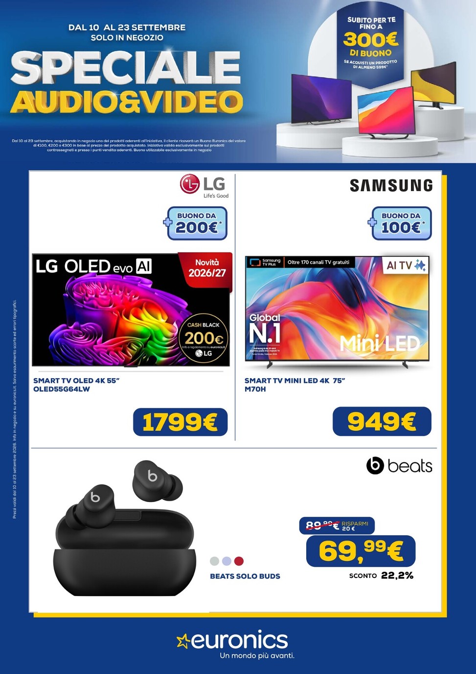 Volantino attuale di Euronics - Speciale Audio Video valido dal giovedì 10/09/2026 al mercoledì 23/09/2026