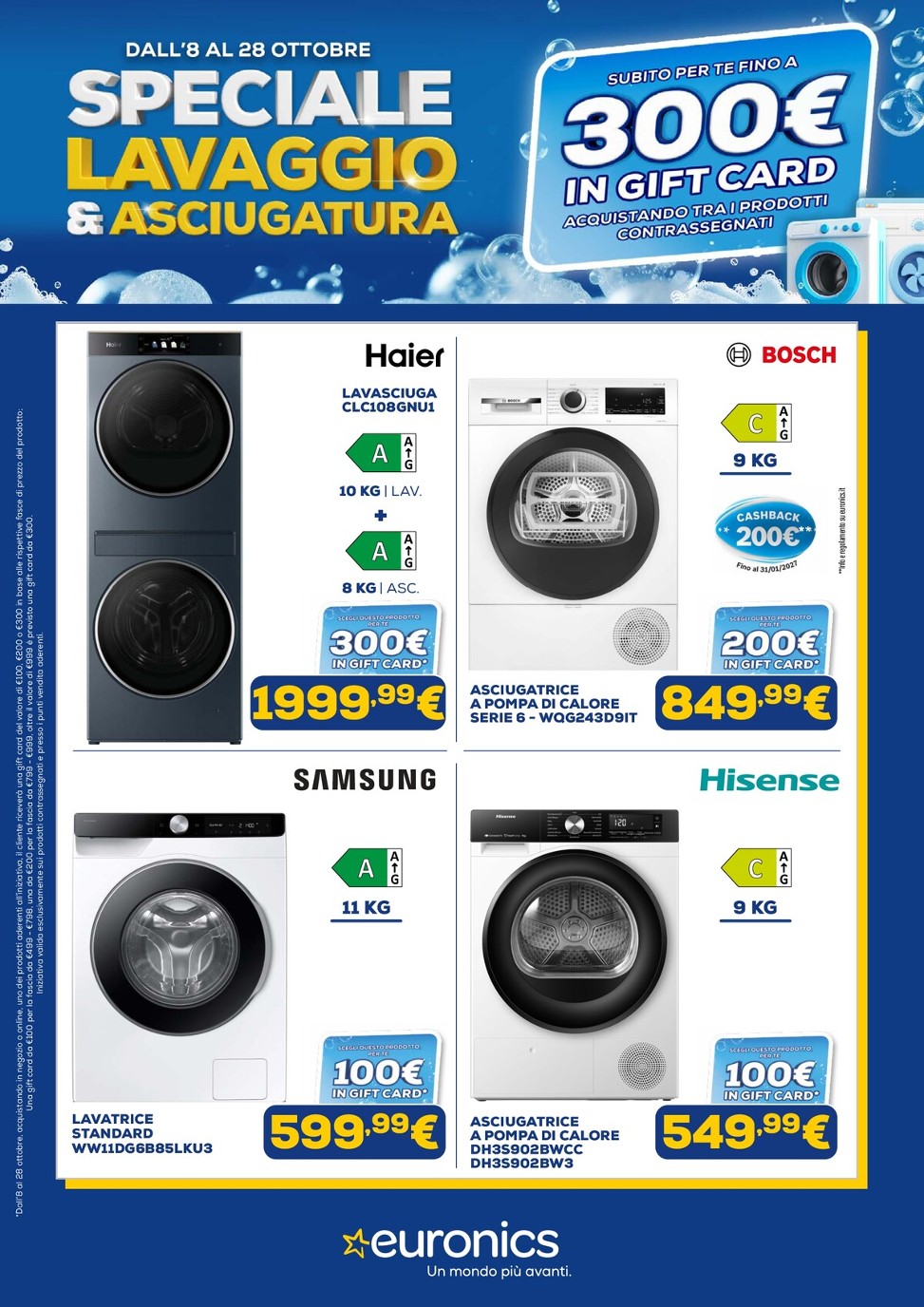 Volantino attuale di Euronics - Lavaggio & Asciugatura valido dal giovedì 08/10/2026 al mercoledì 28/10/2026