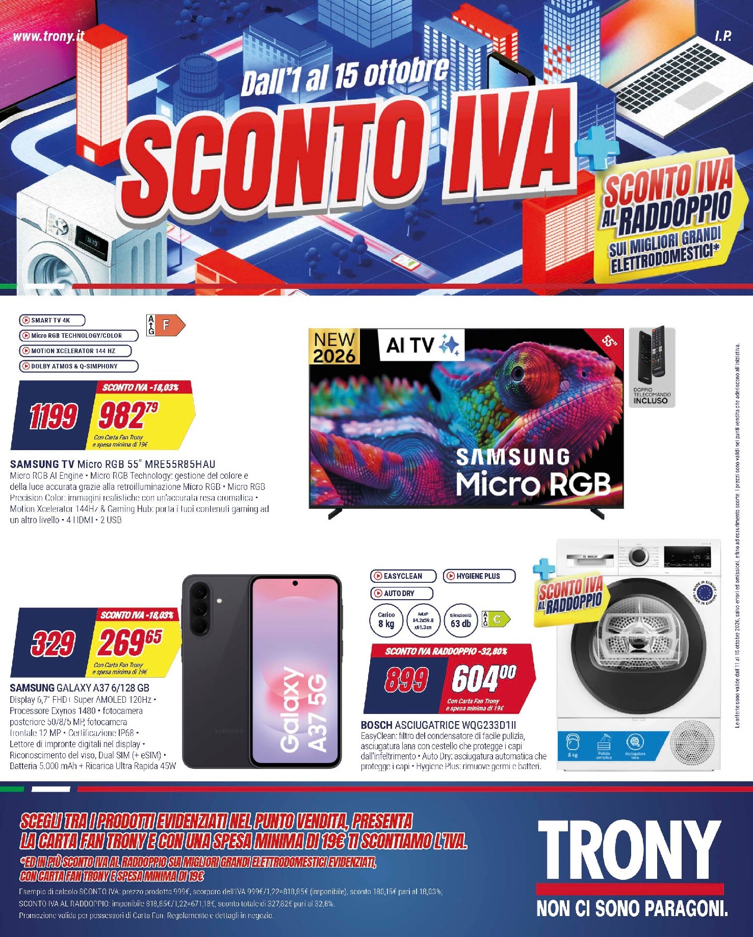 Volantino attuale di Trony valido dal giovedì 01/10/2026 al giovedì 15/10/2026