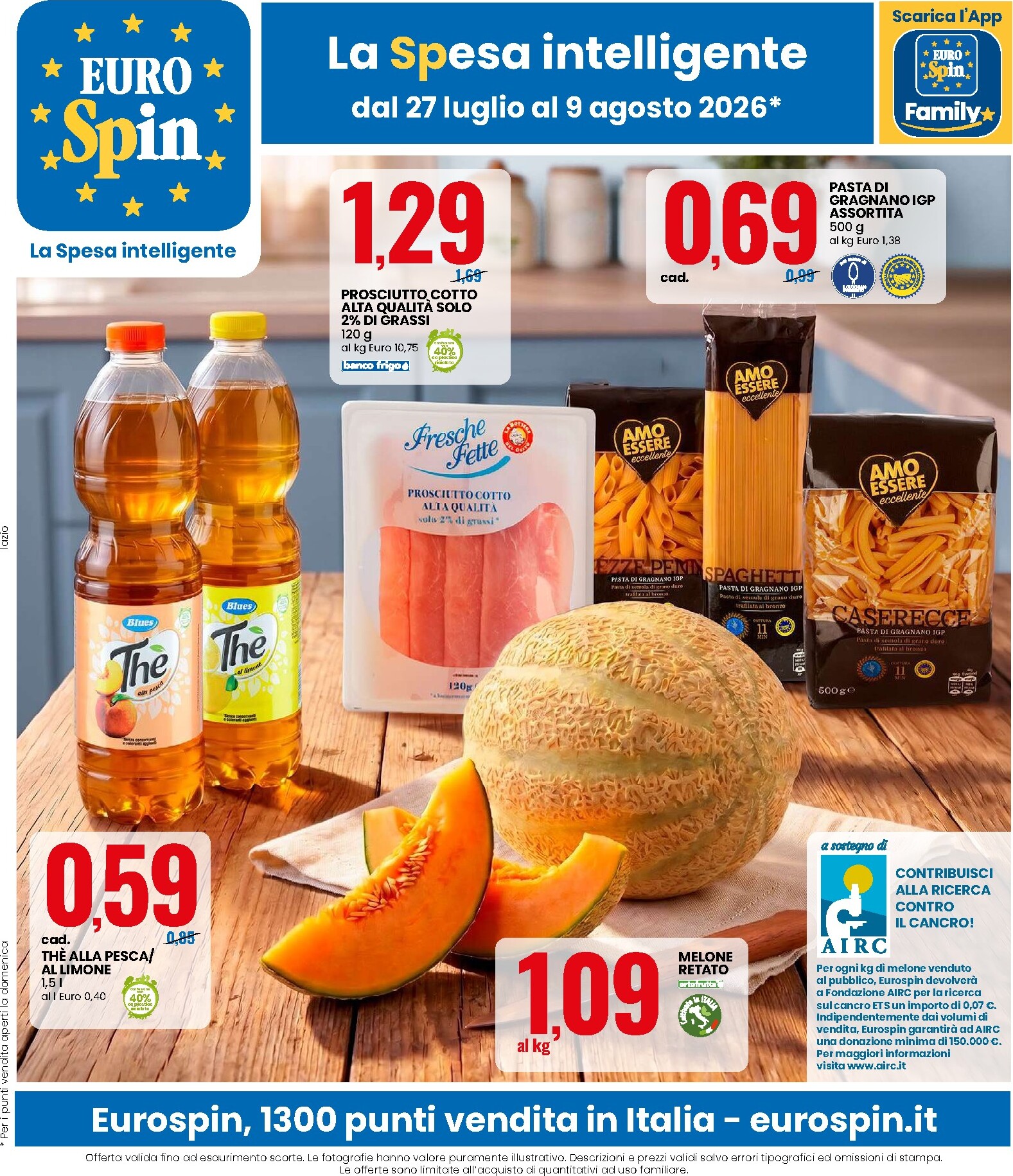 Volantino Eurospin per la prossima settimana dal lunedì 27/07/2026 al domenica 09/08/2026